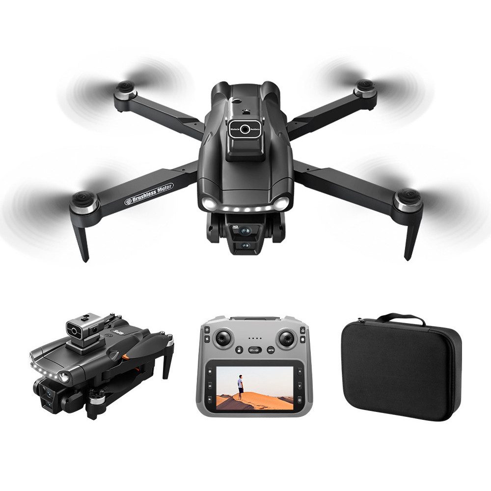 Tekoo GPS Drohne mit Full HD Kamera, Controller mit Monitor & 3 Akkus Drohne (1080p Full HD, Set, Komplett-Set inkl. Drohne, Controller, 3 Akkus, 64GB + 8GB SD-Karten, 360° Laser-Hindernisvermeidung, GPS-Positionierung)