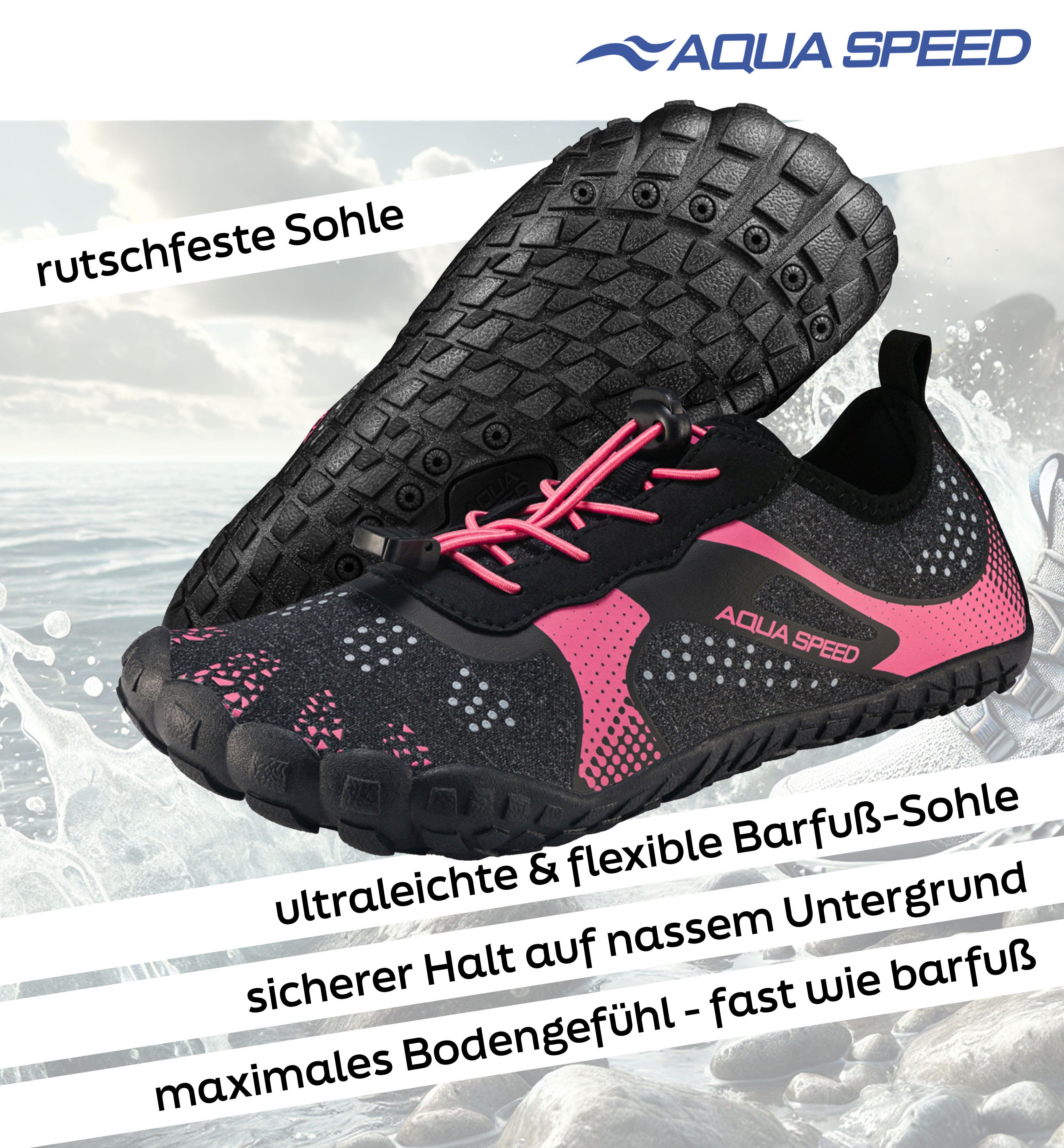 Aqua Speed Nautilus Schwimmschuhe Gr. 35 – Rosa + Handtuch im Set Wassersch günstig online kaufen