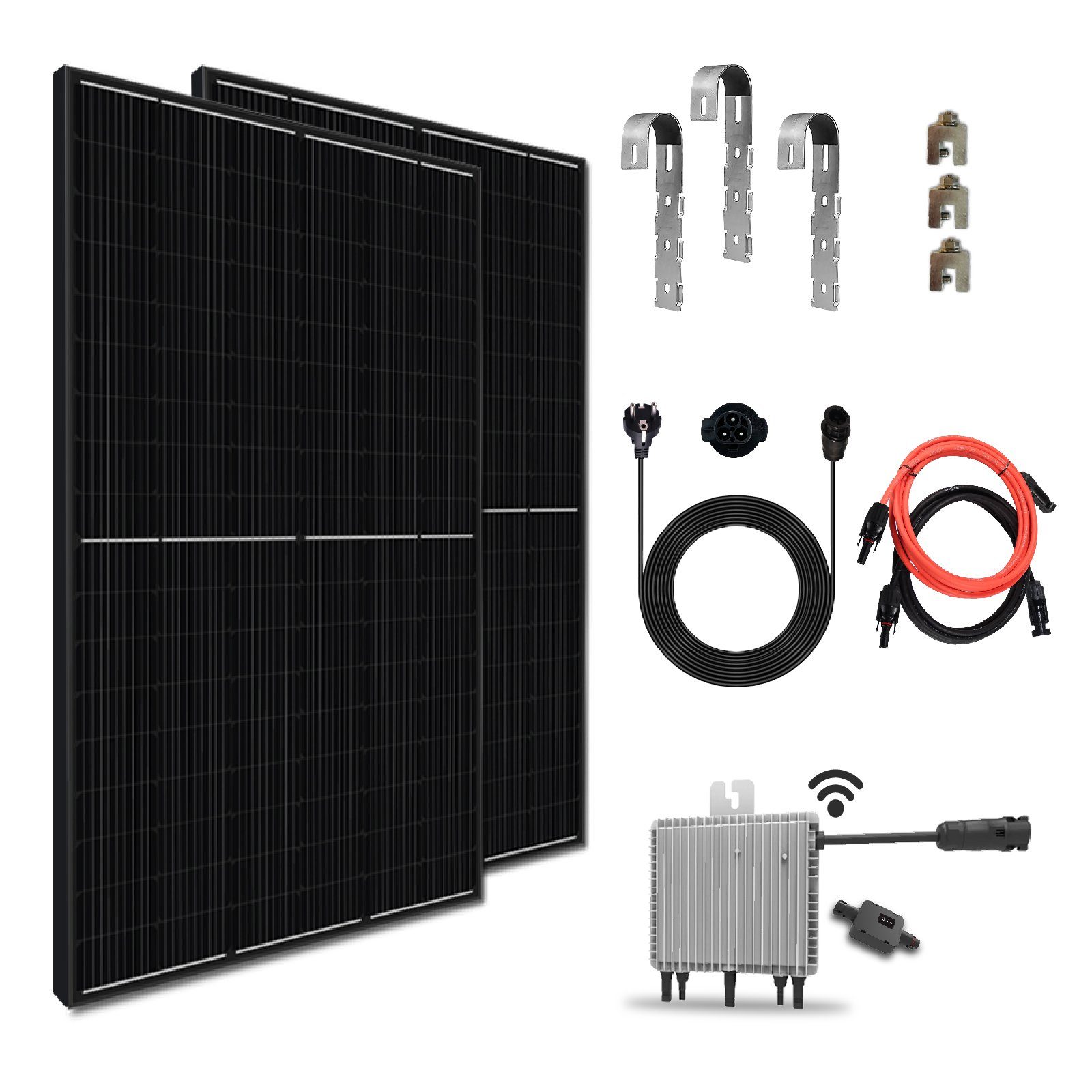 PV-Montage Hoymiles Komplettset Campergold Solaranlage Eckig, Balkonkraftwerk 800W Wechselrichter HMS-800-2T Upgradefähiger WIFI Balkongeländer