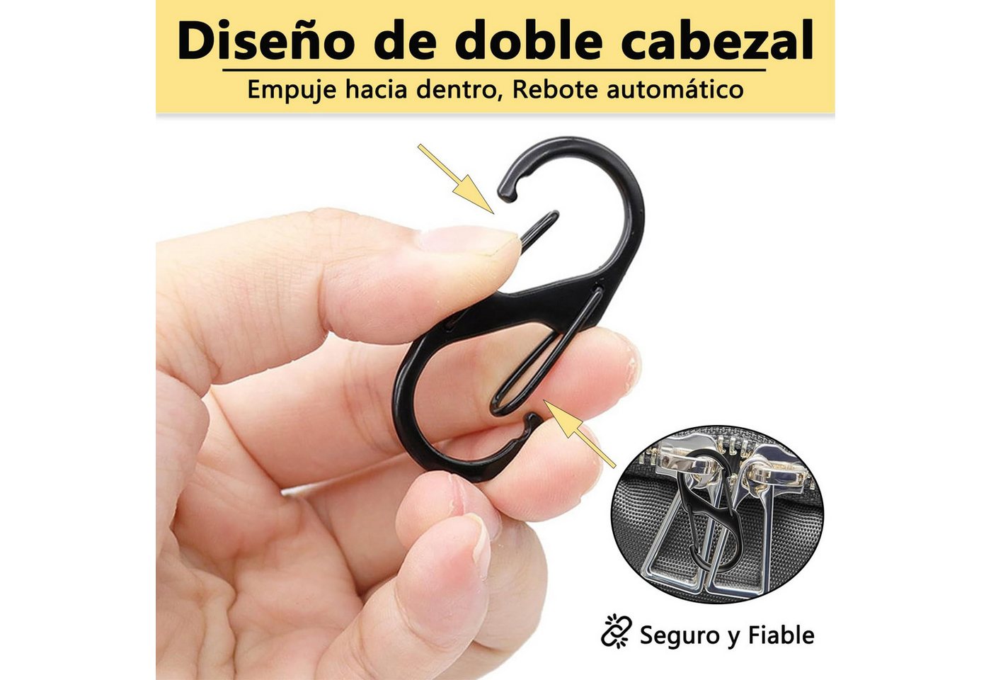 Thumbnail - ZEUOPQ Karabiner S-Karabinerhaken 4,8 cm – Doppeldraht-Clips aus Zinklegierung, (Schlüsselanhänger-Clip, 50 St), für Cam...