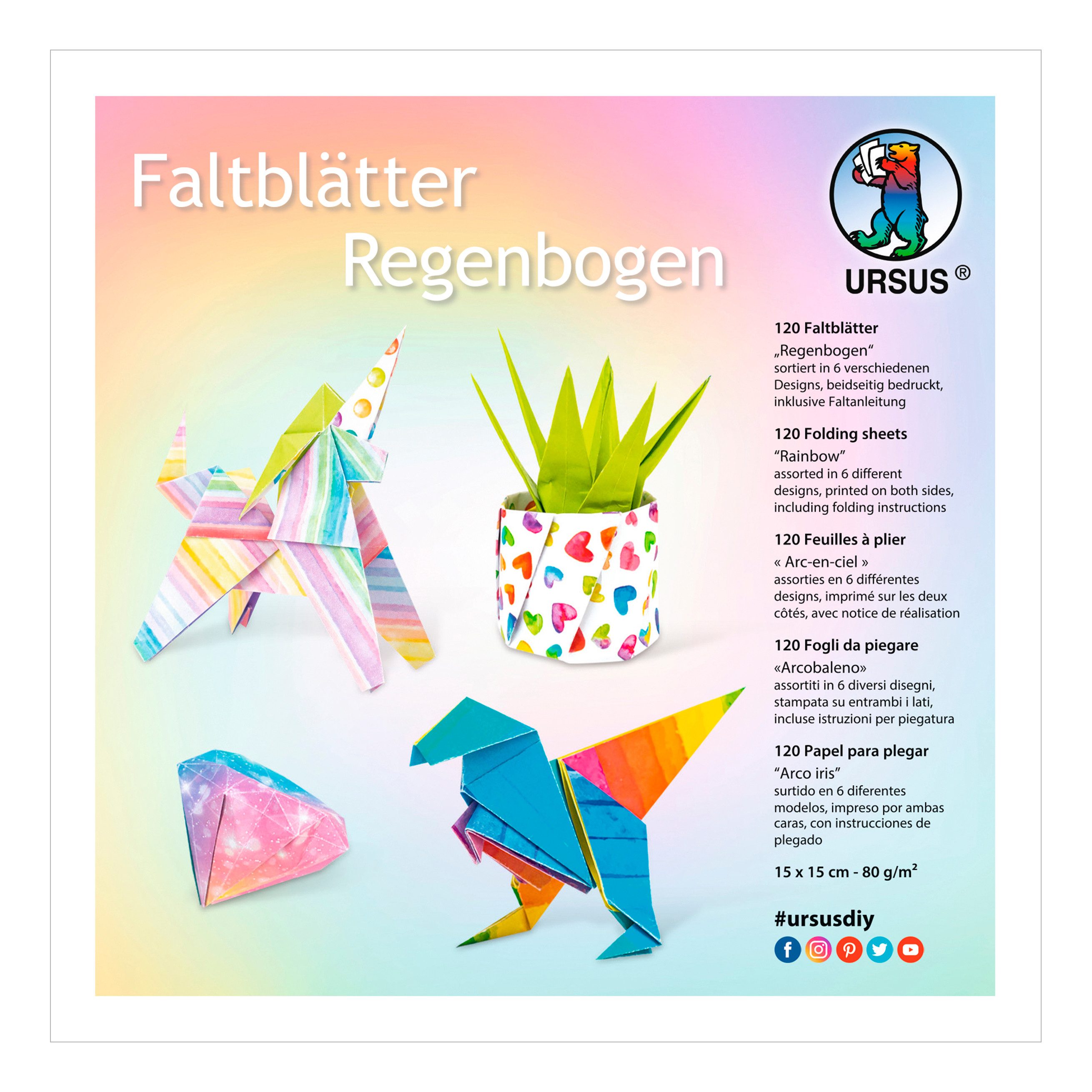 URSUS Kraftpapier Rainbow Collection, 120 Stück