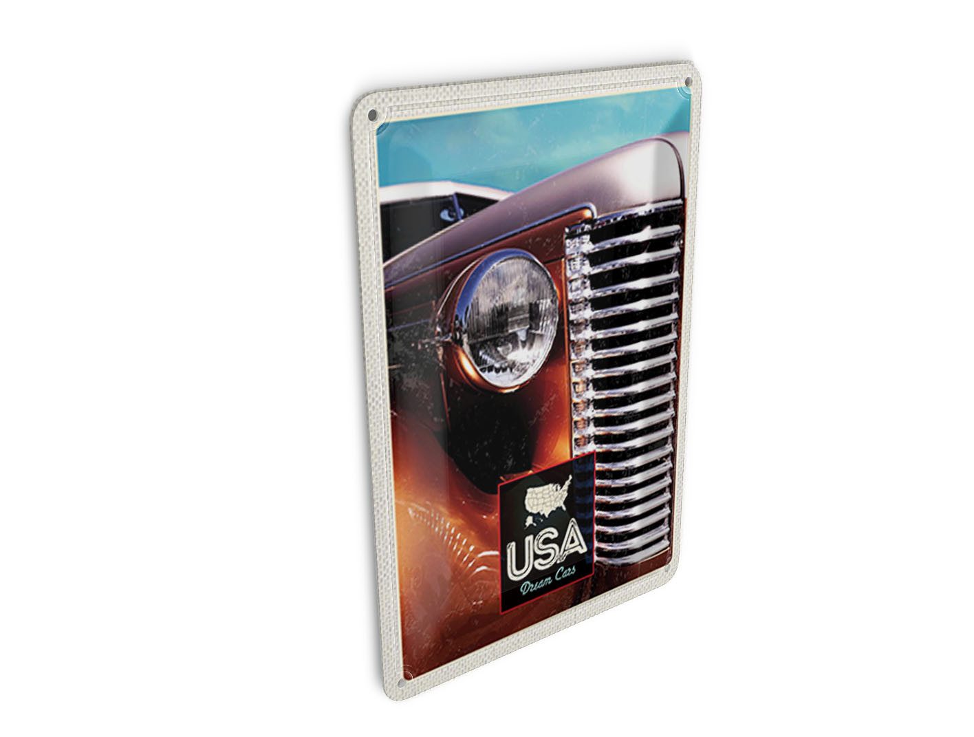 Femer GmbH Postkarte Reise 10x14 cm USA Amerika Auto braun Oldtimer, unfrankiert