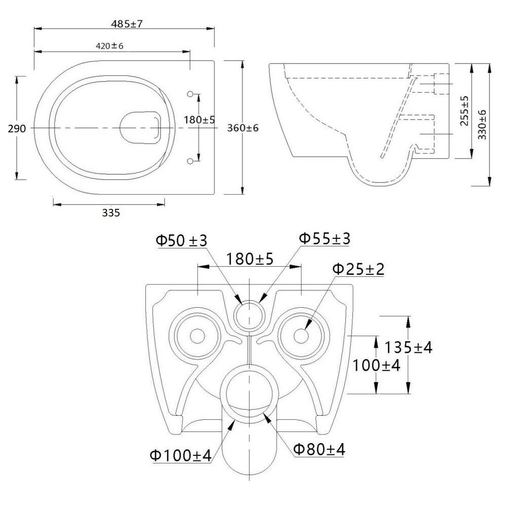 NEG Tiefspül-WC NEG Design Hänge-WC Uno11RL/RK randlos spritzfrei, Wandmontage