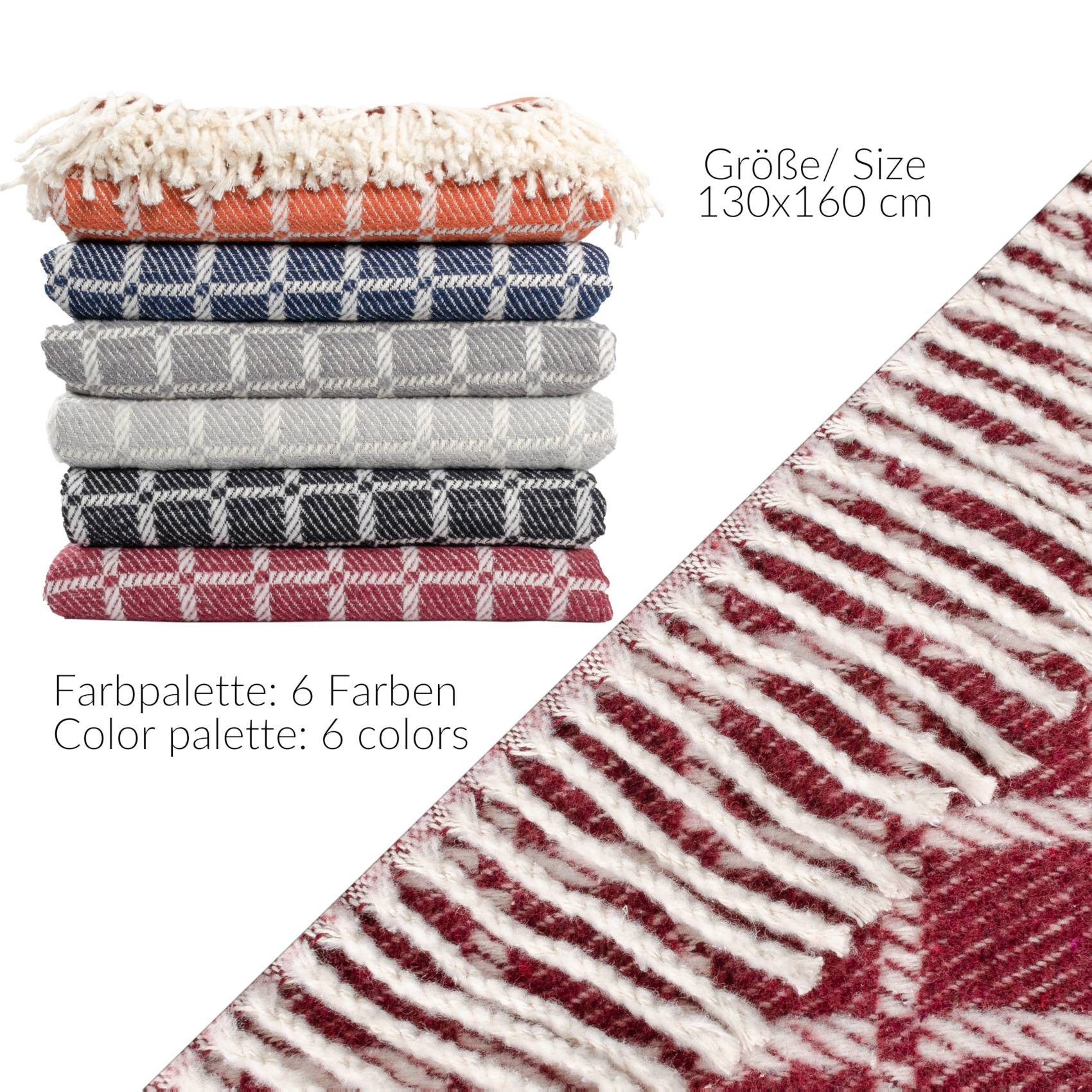 Plaid Tania weiche Kuscheldecke Tagesdecke hochwertig Reisedecke Wohndecke, ANRO, Wendedecke kuschelig-weich 130x160cm Bordeaux