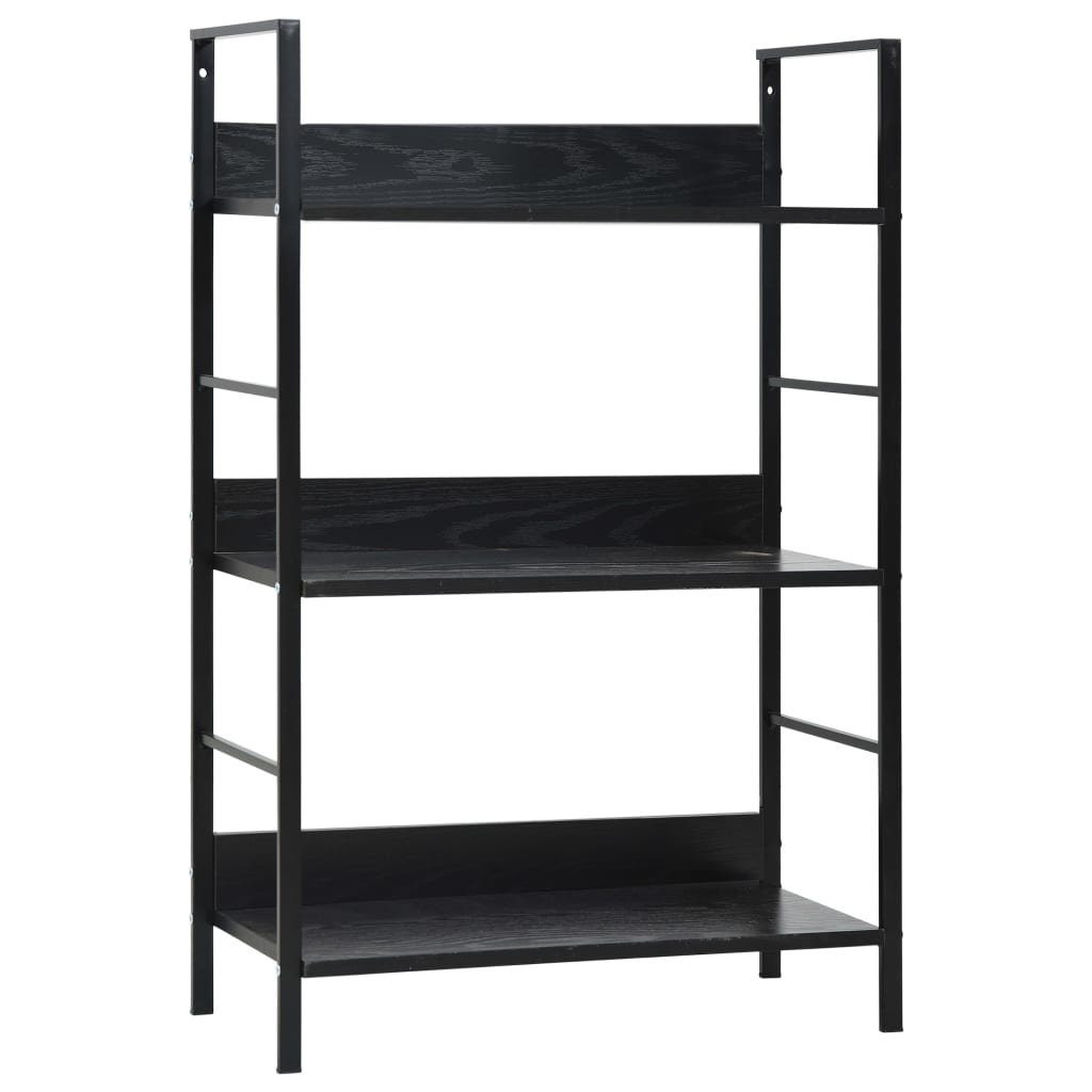 furnicato Bücherregal 3 Regalböden Schwarz 60x27,6x90,5 cm Holzwerkstoff, 1-tlg.