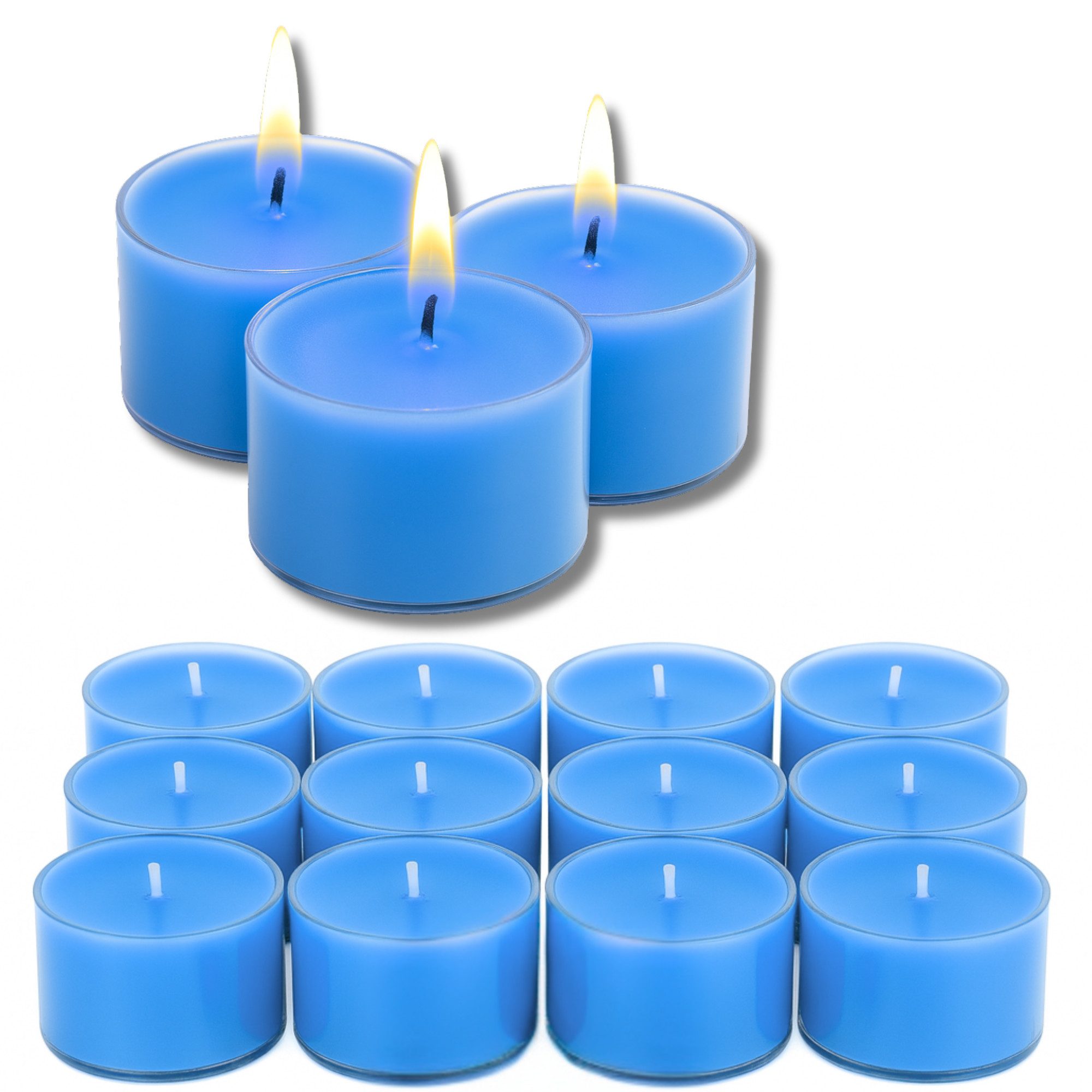Candelo Teelicht XXL Duftteelichter Wellness 12er Set, blau, 8h Brenndauer