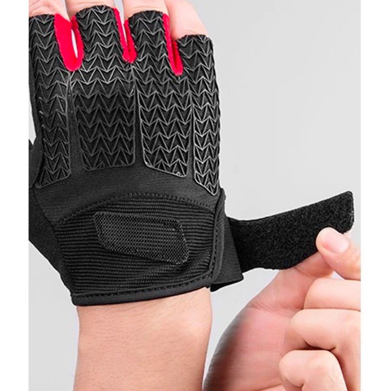 ROCKBROS Fahrradhandschuhe mit Gel-Einsätzen Schwarz-Rot