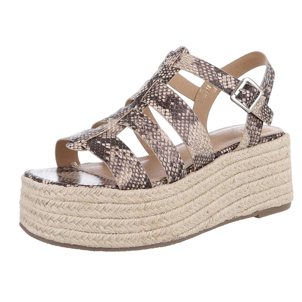 Ital-Design Moderne Plateau-Sandaletten für Damen – ideales Sommer-Design Plateausandaletten (89852952) Keilabsatz/Wedge Keilsandaletten in Beige
