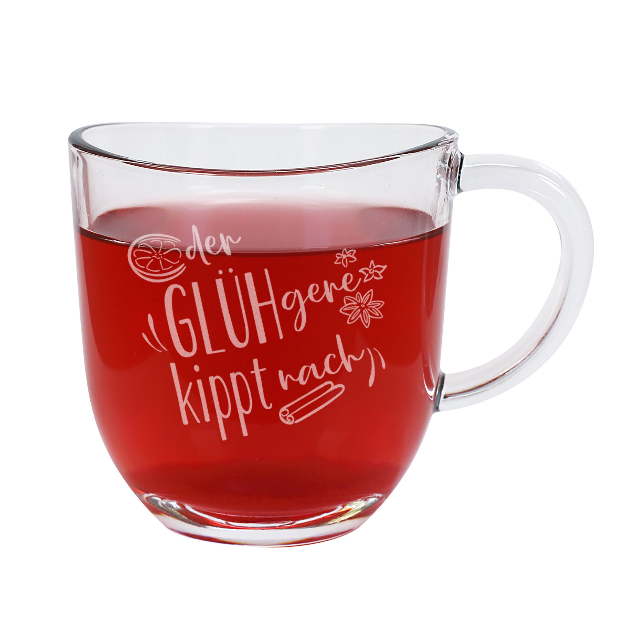 Herz & Heim Tasse für Glühwein mit Gravur - Leonardo Glühweintasse als Geschenkidee, Glas, 280 ml