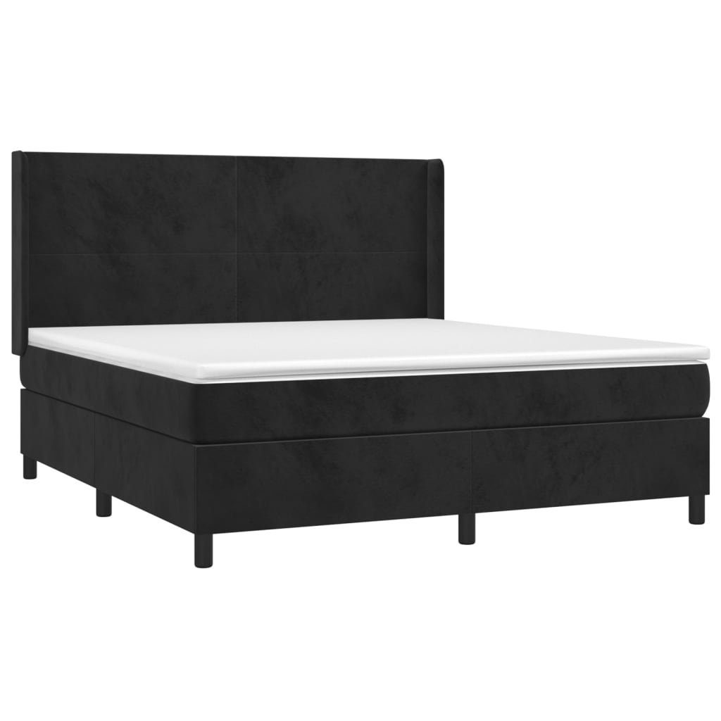 Bett Boxspringbett mit Matratze Schwarz 160x200 cm Samt