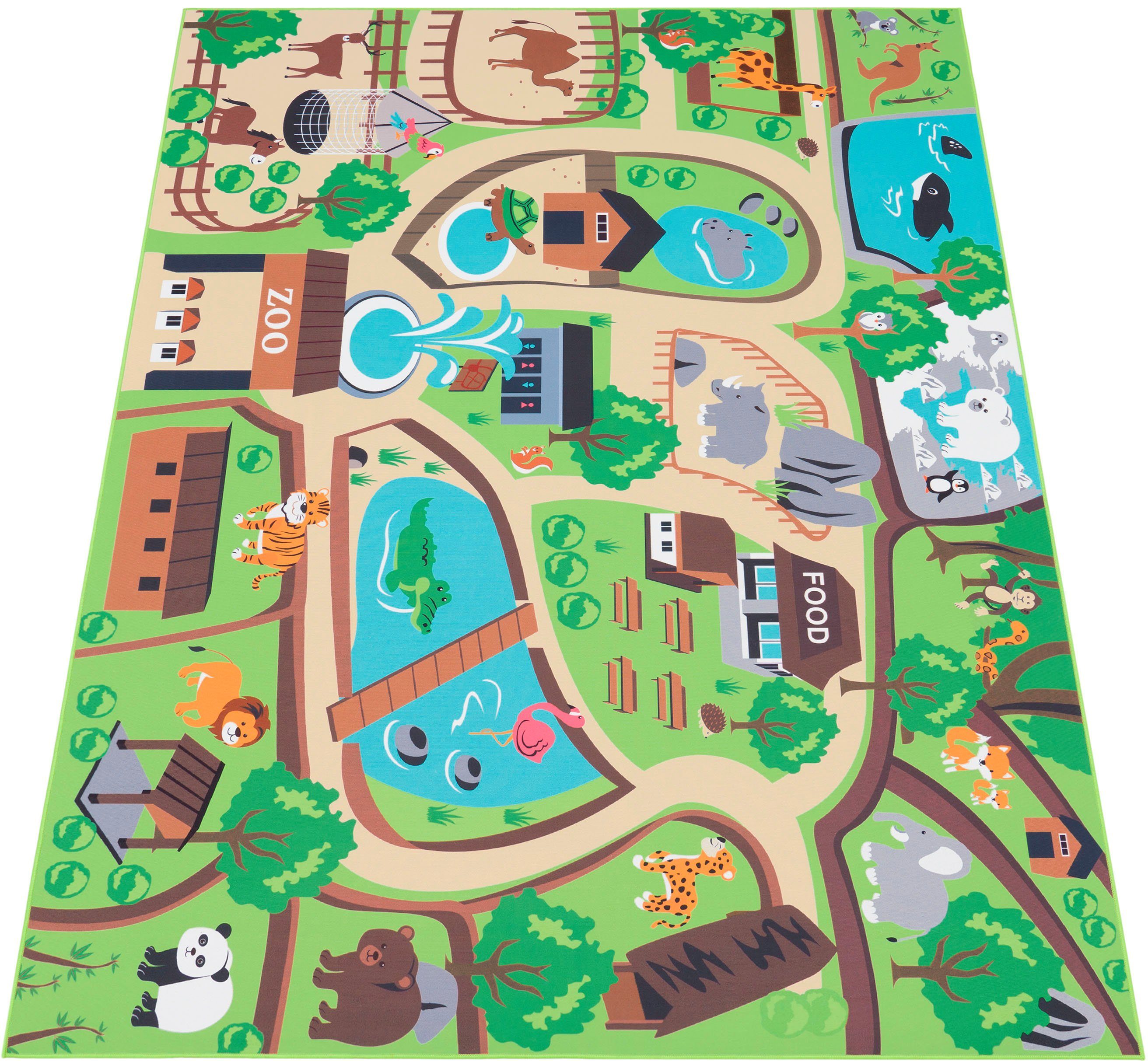 Paco Home Kinderteppich Bino 563, rechteckig, Höhe: 4 mm, Kurzflor, Straßen günstig online kaufen
