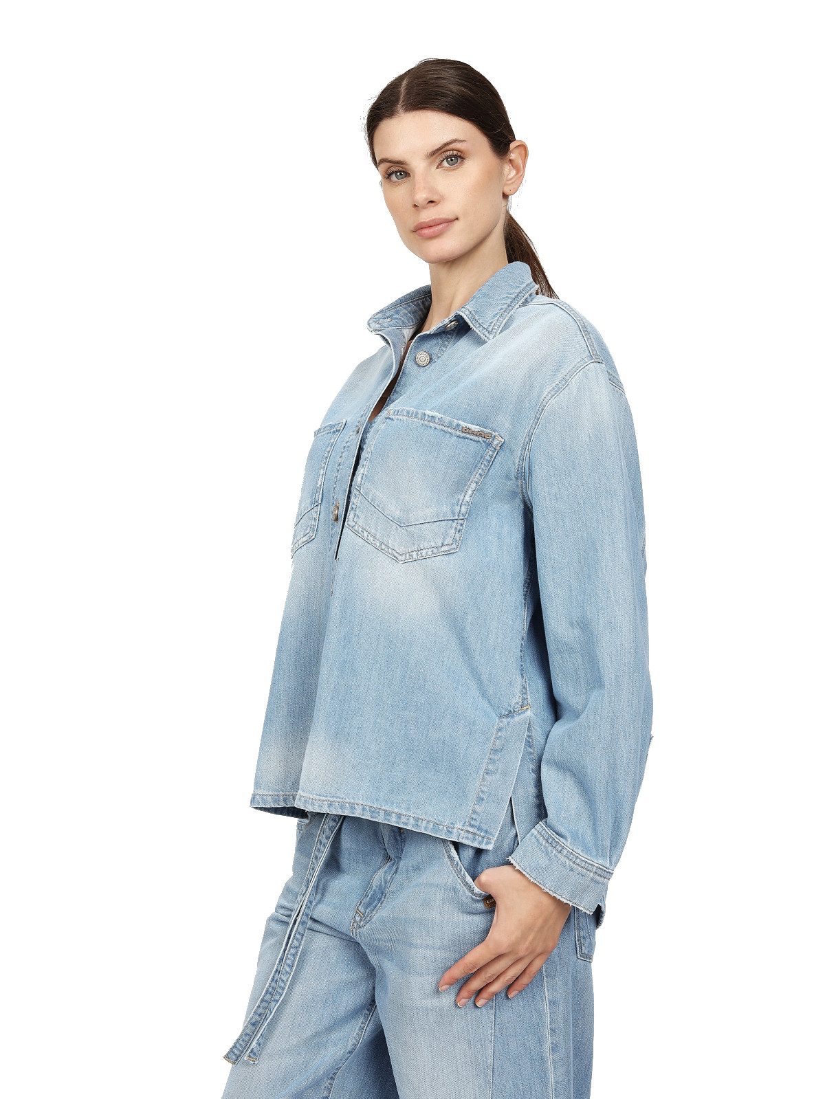 GANG Jeansjacke Gang Nala Overshirt (1-St) Wide Fit Jacket mit normaler Länge