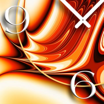 dixtime Wanduhr Digital orange rot Designer Wanduhr modernes Wanduhren Design leise (Einzigartige 3D-Optik aus 4mm Alu-Dibond)