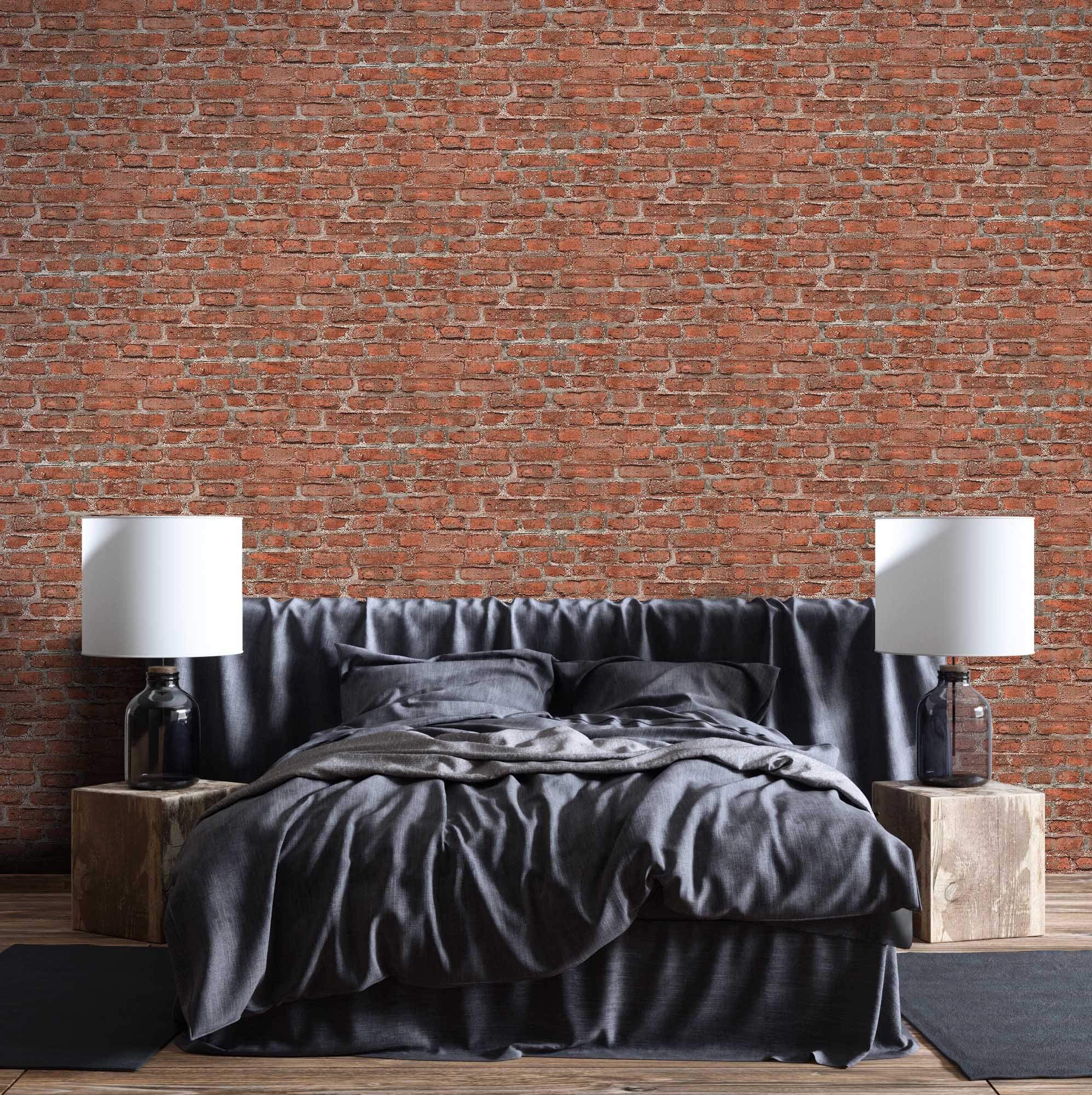 Newroom Vliestapete Muster Tapete Ziegelstein Mauer,Stein, Steintapete Rot Ziegelstein Backstein Mauerwerk Klinker Tapete Steinoptik Wohnzimmer Schlafzimmer Flu – Bild 2 von 2