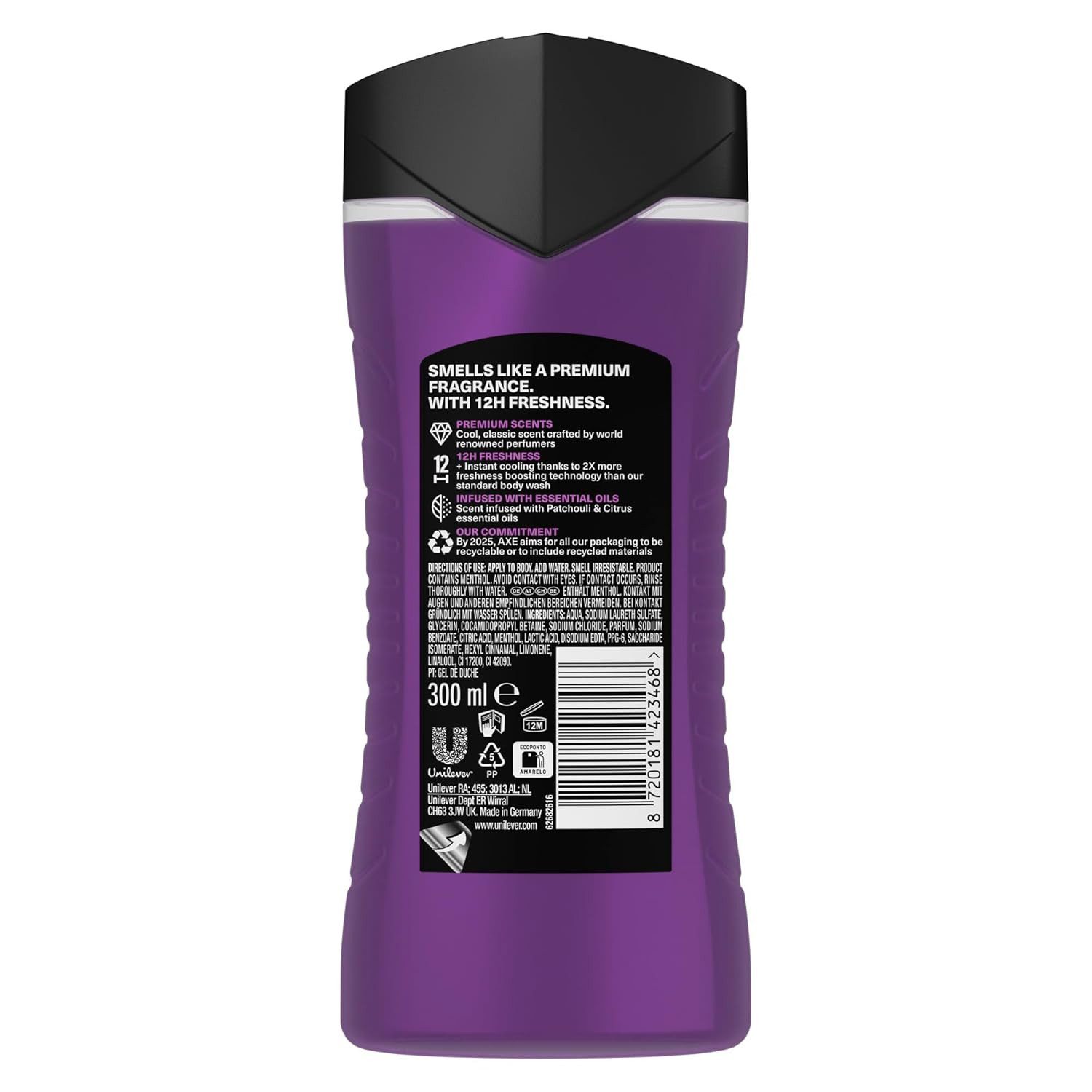 axe Duschgel 1x Axe Premium Duschgel Purple Patchouli 300 ml, 1-tlg.
