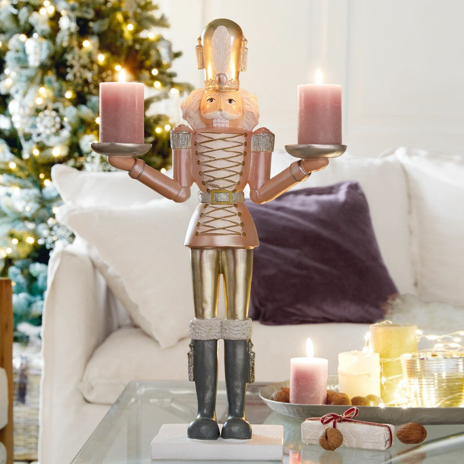 Mirabeau antikrosa/antikgold Kerzenständer Janki Weihnachtsfigur