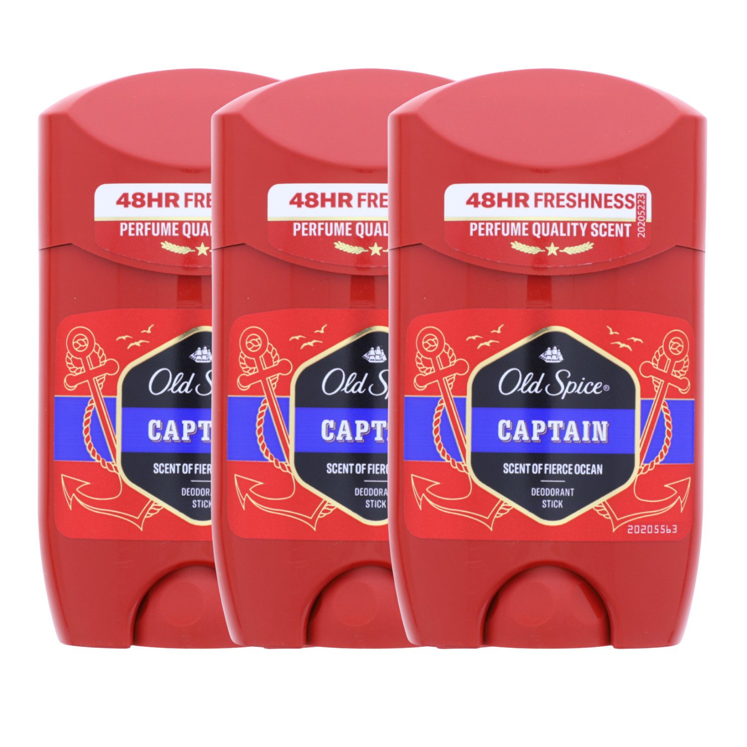 Old Spice Bodyspray 3 x Old Spice Captain Deostick für Männer je 50ml 0% Aluminium Salze 4