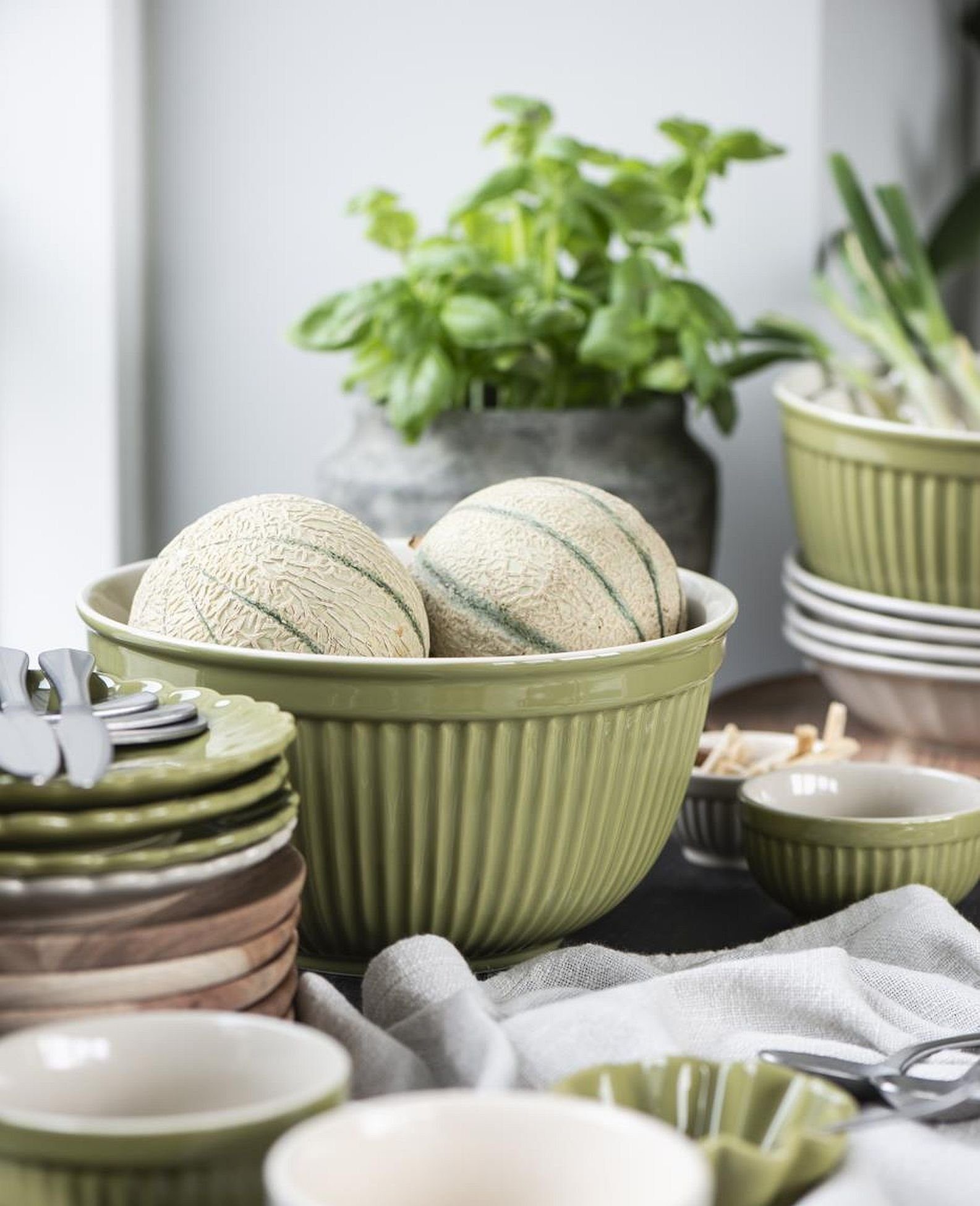 Ib Laursen Dipschale Mini Schalen Schüssel 3er Set Dipschalen Mynte Herbal Grün Ib Laursen, Keramik