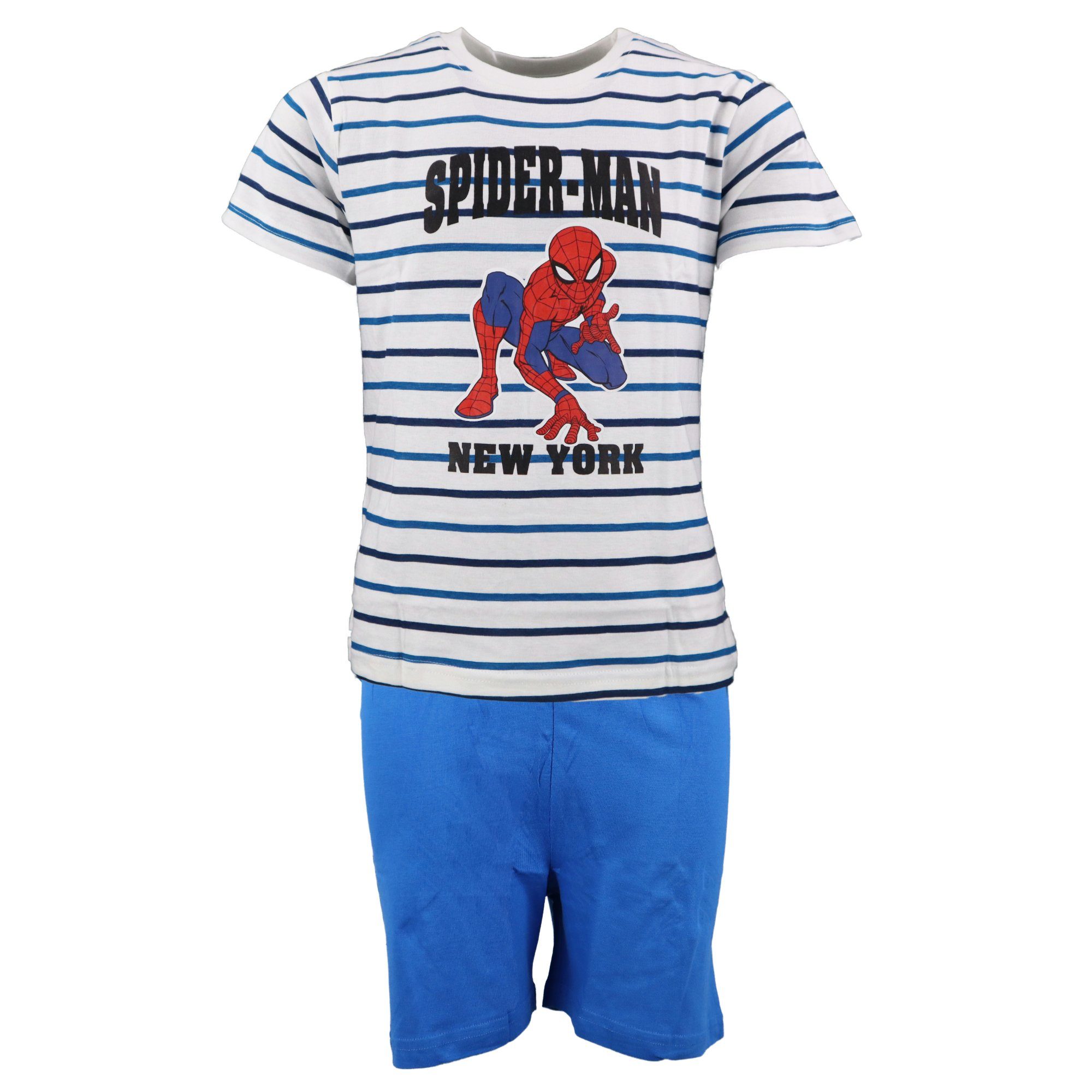 Marvel Pyjama 104 Schlafanzug Schlafanzug MARVEL Gr. kurz Spiderman Blau bis 128 Kinder