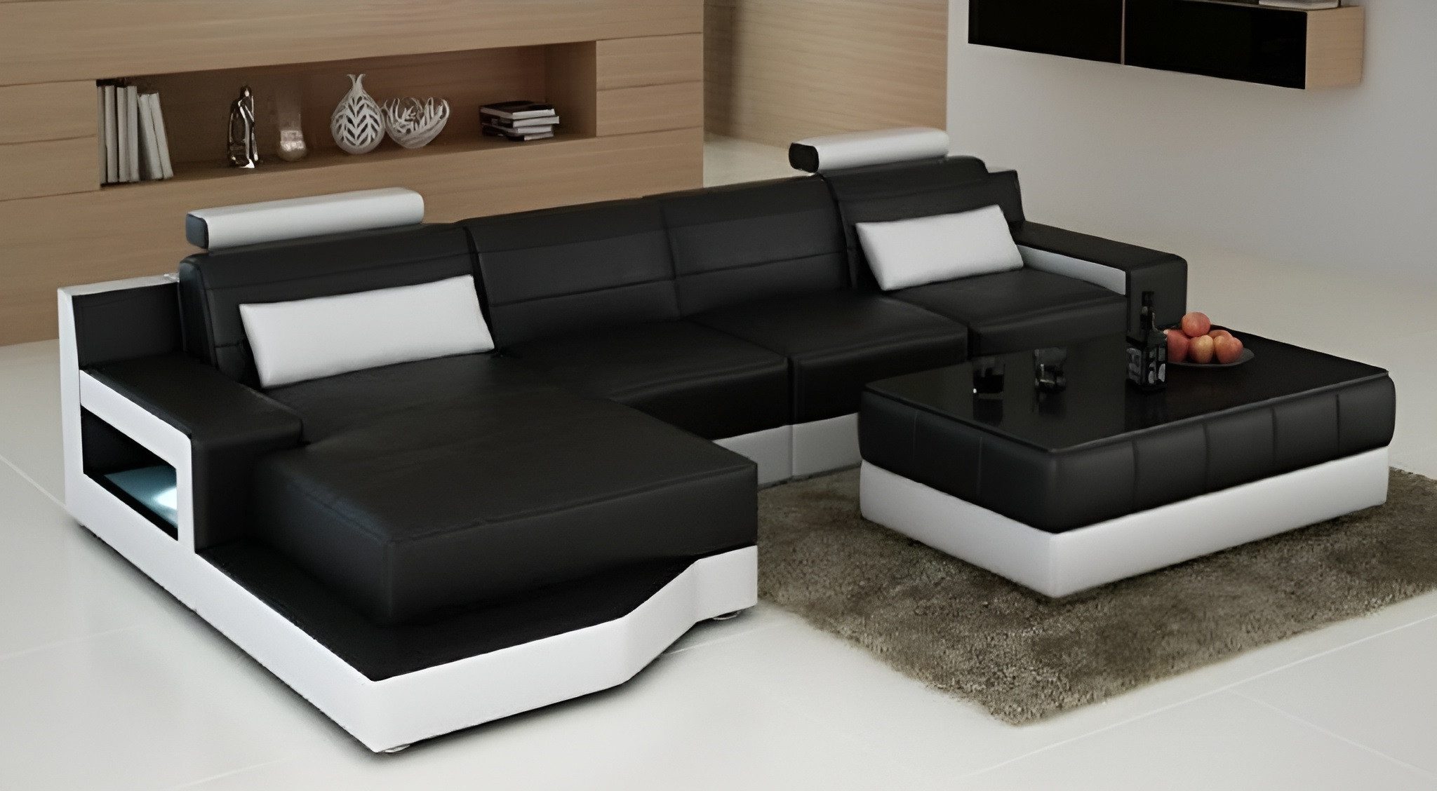 JVmoebel Ecksofa Ledersofa mit USB-Anschluss und Bettfunktion in L-Form, Made in Europa