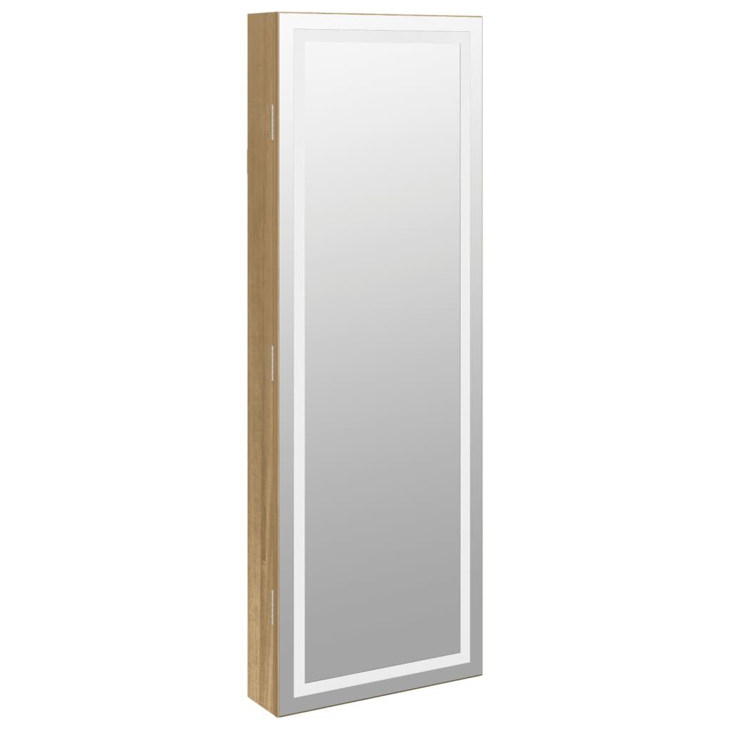 LED-Beleuchtung Spiegel Spiegel-Schmuckschrank vidaXL Braun (1-St) mit | Wandmontage Braun