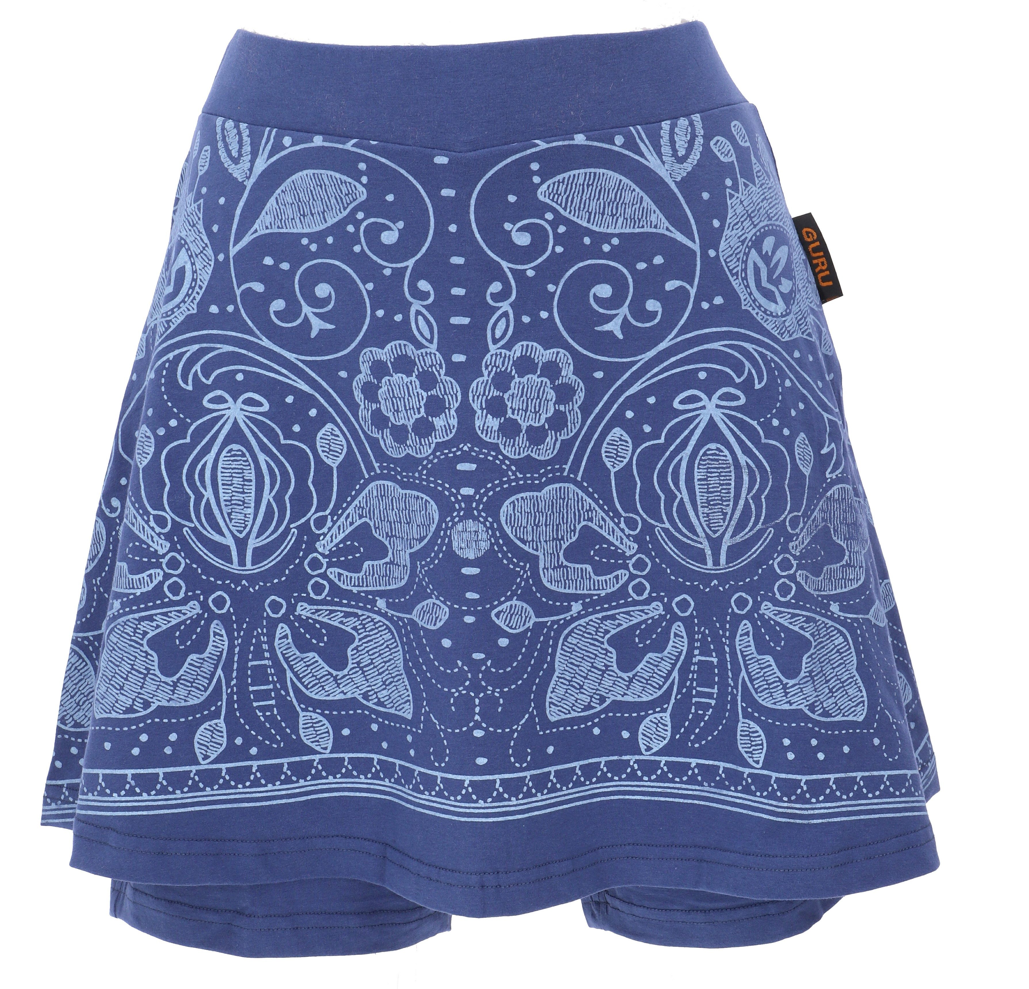 Guru-Shop Minirock Minirock, Skort aus Biobaumwolle, Minirock mit..