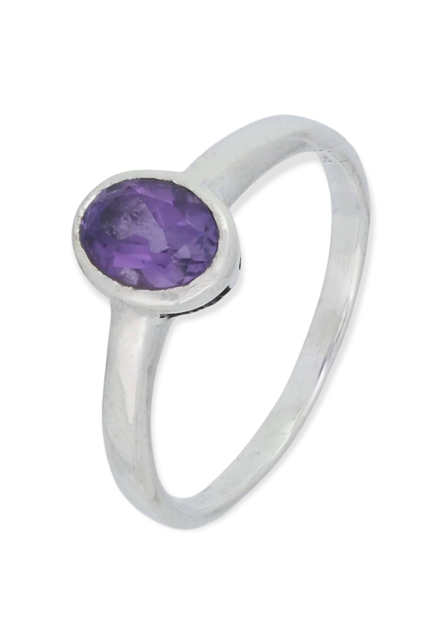 mantraroma Silberring 925er Silber mit Amethyst facettiert