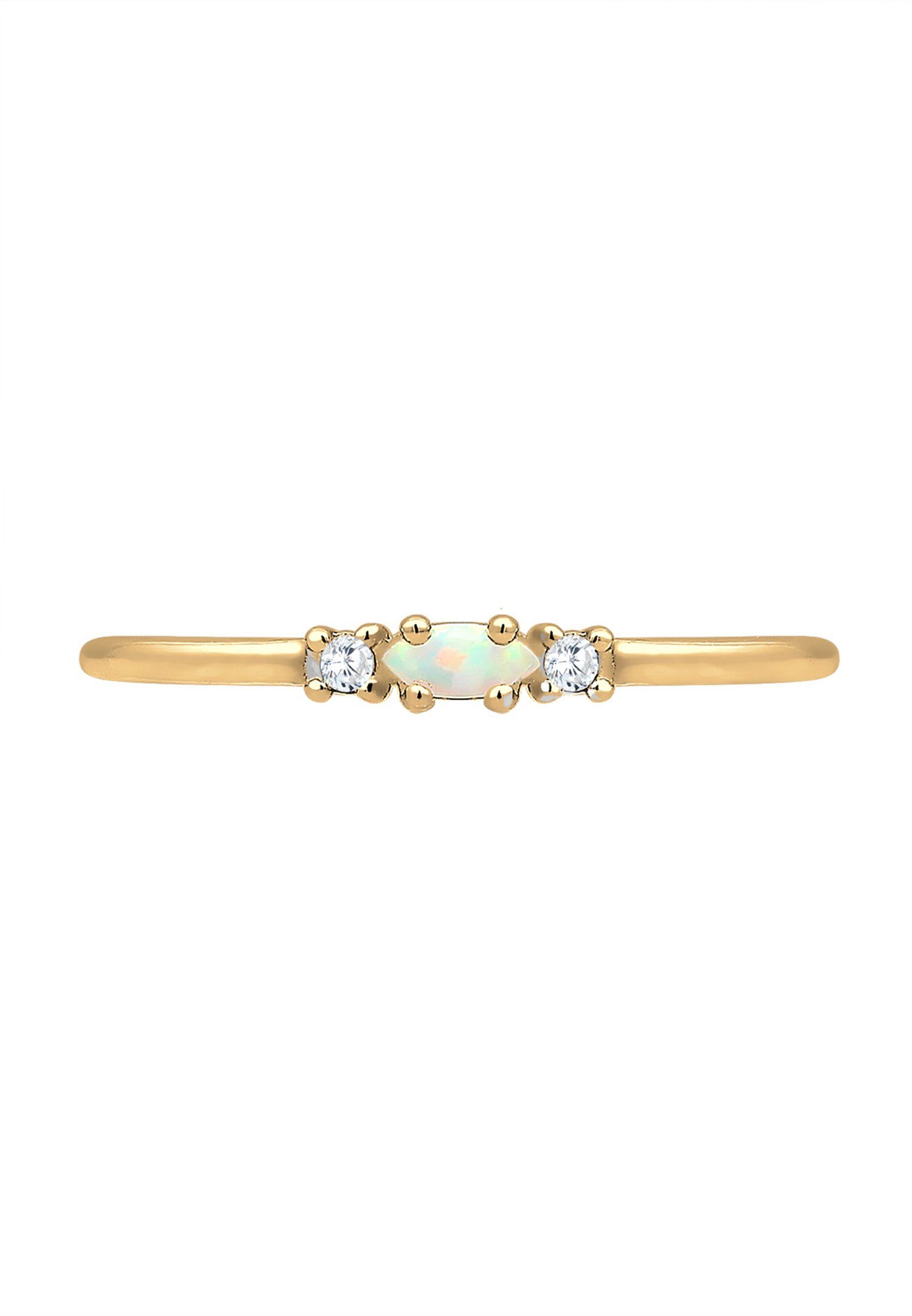 Elli Opal Silber Zirkonia und Gold Fingerring Marquise mit