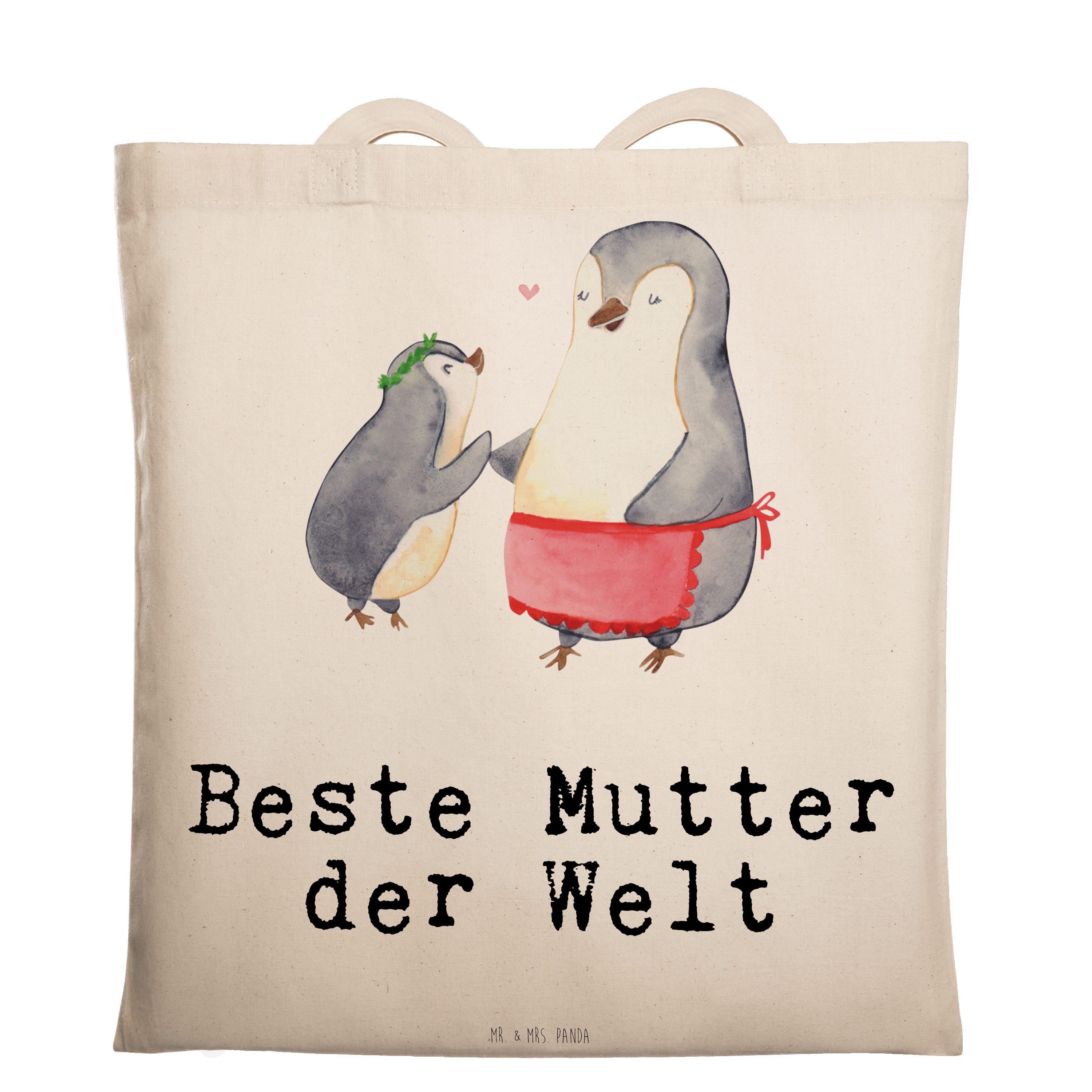 Mr. & Mutter Welt Pinguin Stoffbeutel, der (1-tlg) Panda - Geschenk, - Transparent Tragetasche Beste Mrs