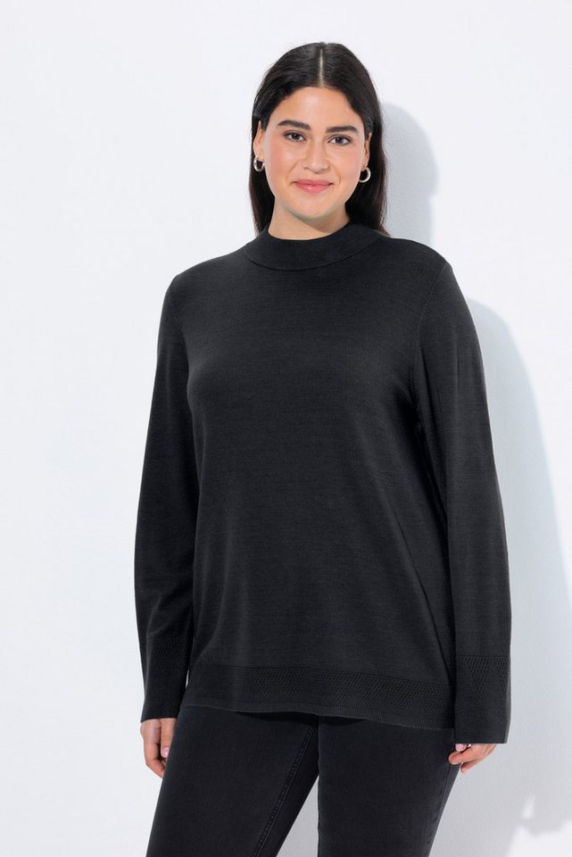 Ulla Popken Strickpullover Pullover Stehkragen Langarm Rippbündchen