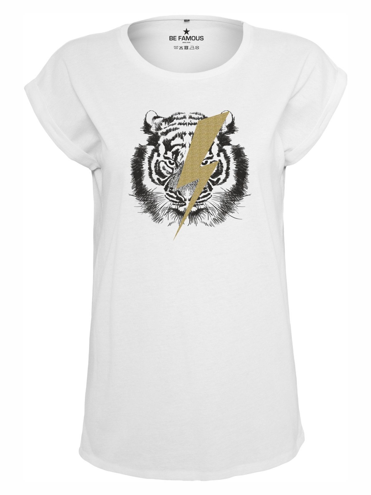 Be Famous Print-Shirt Classic Roll Up Tigerflashpho (1-tlg., keine)