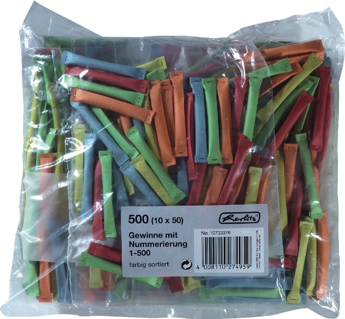 Herlitz Formularblock Lose: Gewinne 1-500 farbig sortiert VE=500 Stück