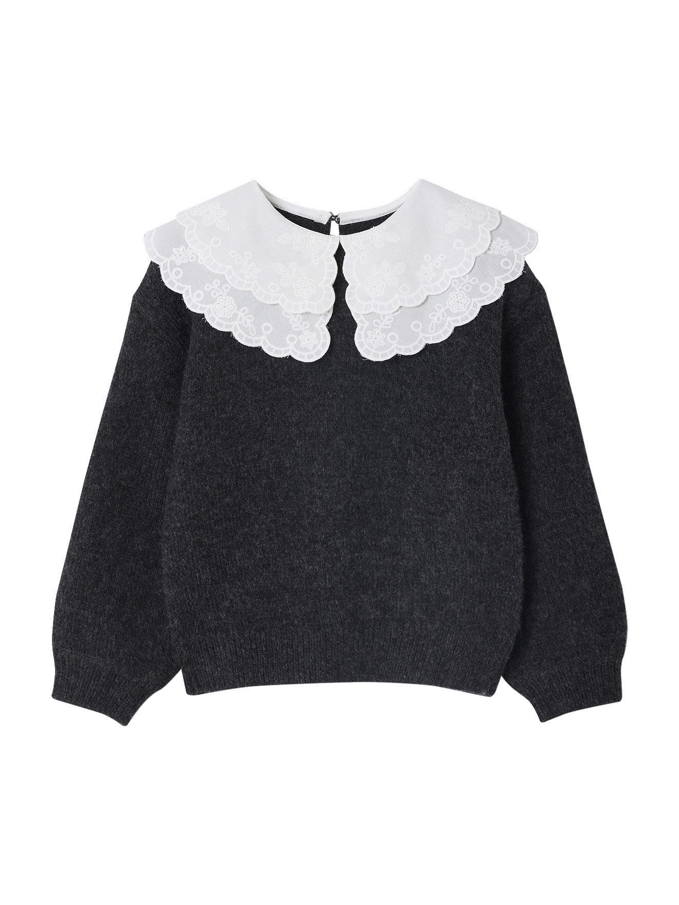 vertbaudet Pullunder Flauschiger Mädchen Pullover mit besticktem Kragen