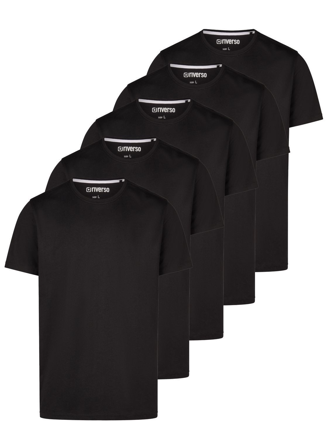 riverso T-Shirt Herren Basicshirt RIVDean 5er Set Pack Regular Fit (Vorteilspack, 5-tlg) Kurzarm Tee Shirt mit Rundhalsausschnitt aus 100% Baumwolle