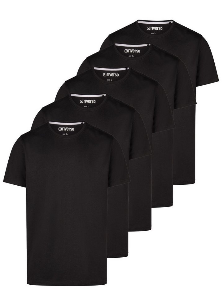 riverso T-Shirt Herren Basicshirt RIVDean 5er Set Pack Regular Fit (Vorteilspack, 5-tlg) Kurzarm Tee Shirt mit Rundhalsausschnitt aus 100% Baumwolle