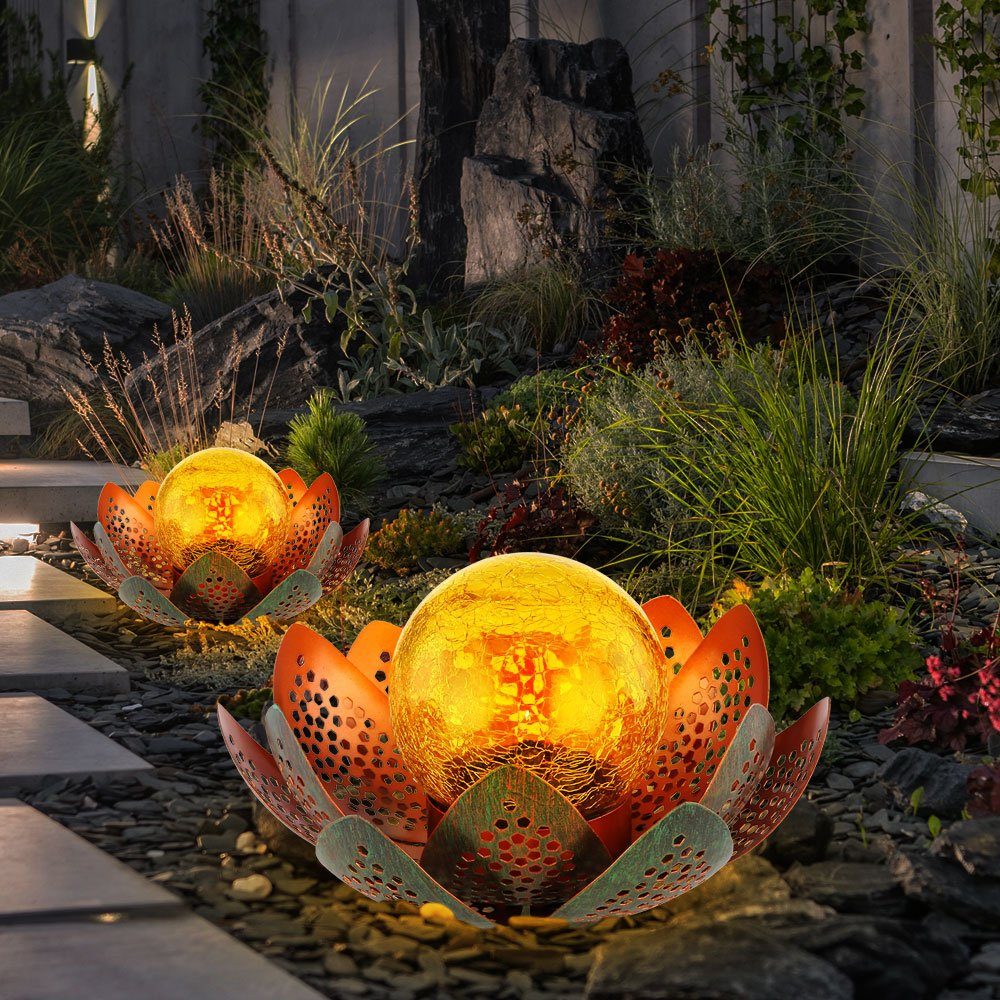 Globo LED Solarleuchte, Garten LED-Leuchtmittel Außenlampen fest dekorative verbaut, Solarleuchte LED Solarleuchte Kaltweiß, Lotusblüte