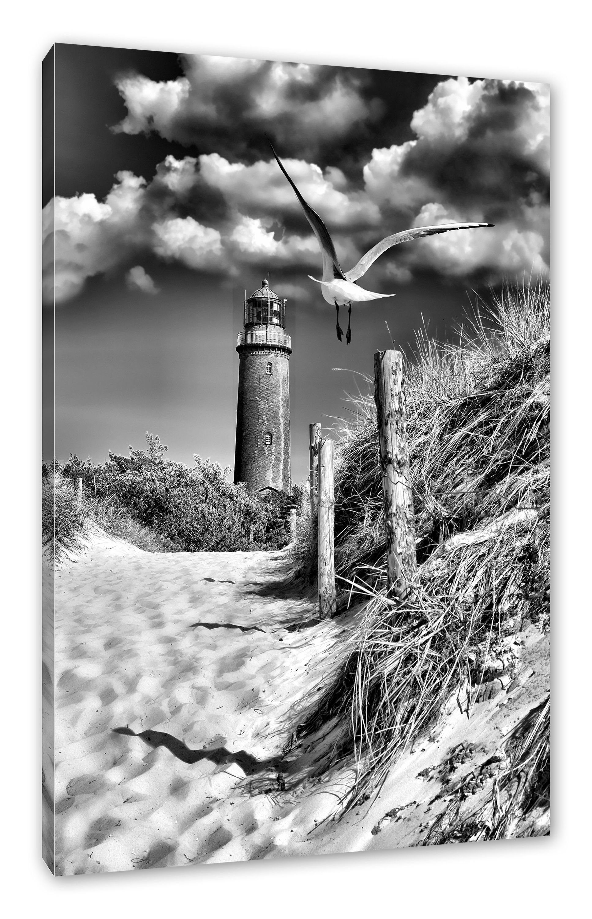 Pixxprint Leinwandbild Schöner Leuchtturm am Strand, Schöner Leuchtturm am günstig online kaufen