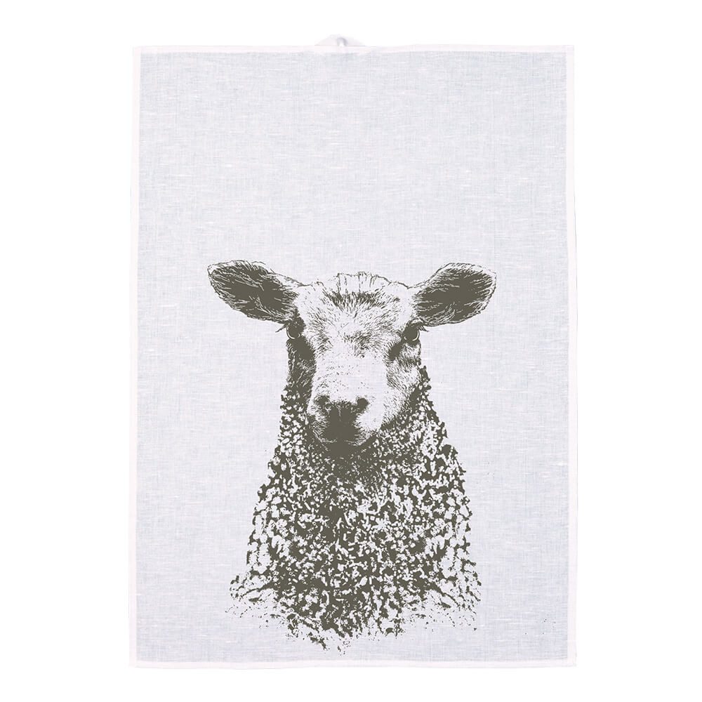 Frohstoff Geschirrtuch Schaf in Grau, (1-tlg), Aus Halbleinen, Siebdruck, 50x70cm