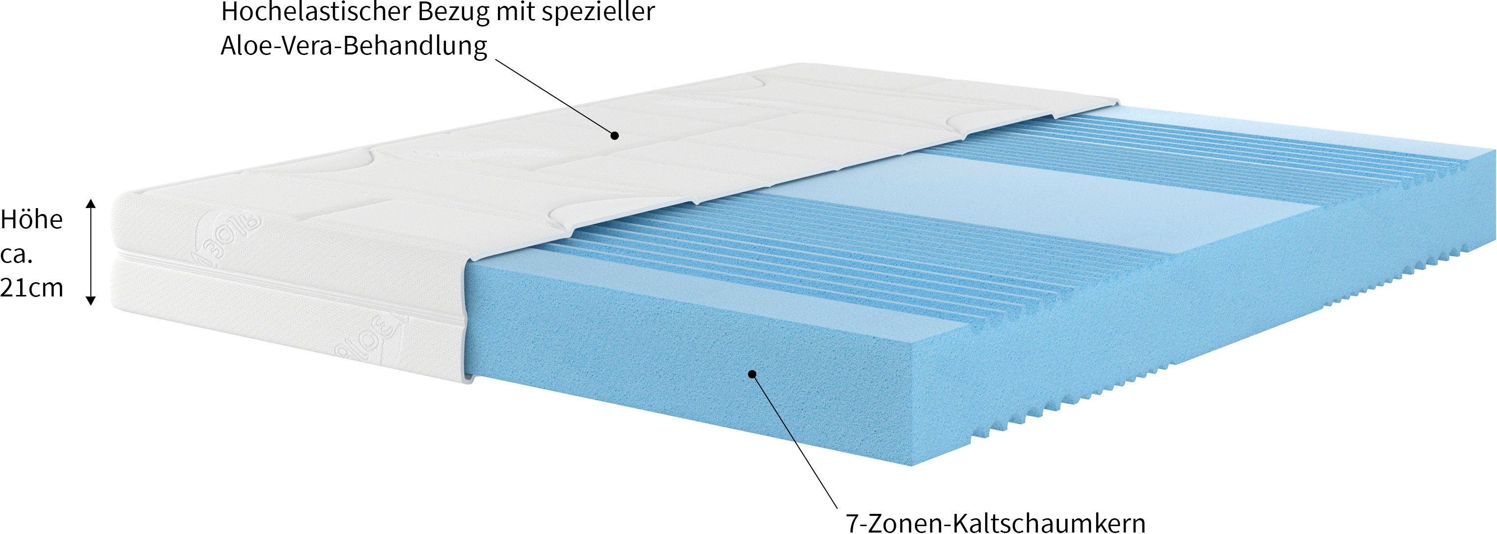 Kaltschaummatratze 7 Zonen Matratze XXL 90x200 cm, 140x200 cm & weitere Größen, Malie, 20 cm hoch, Matratze H2, H3, H4, H5