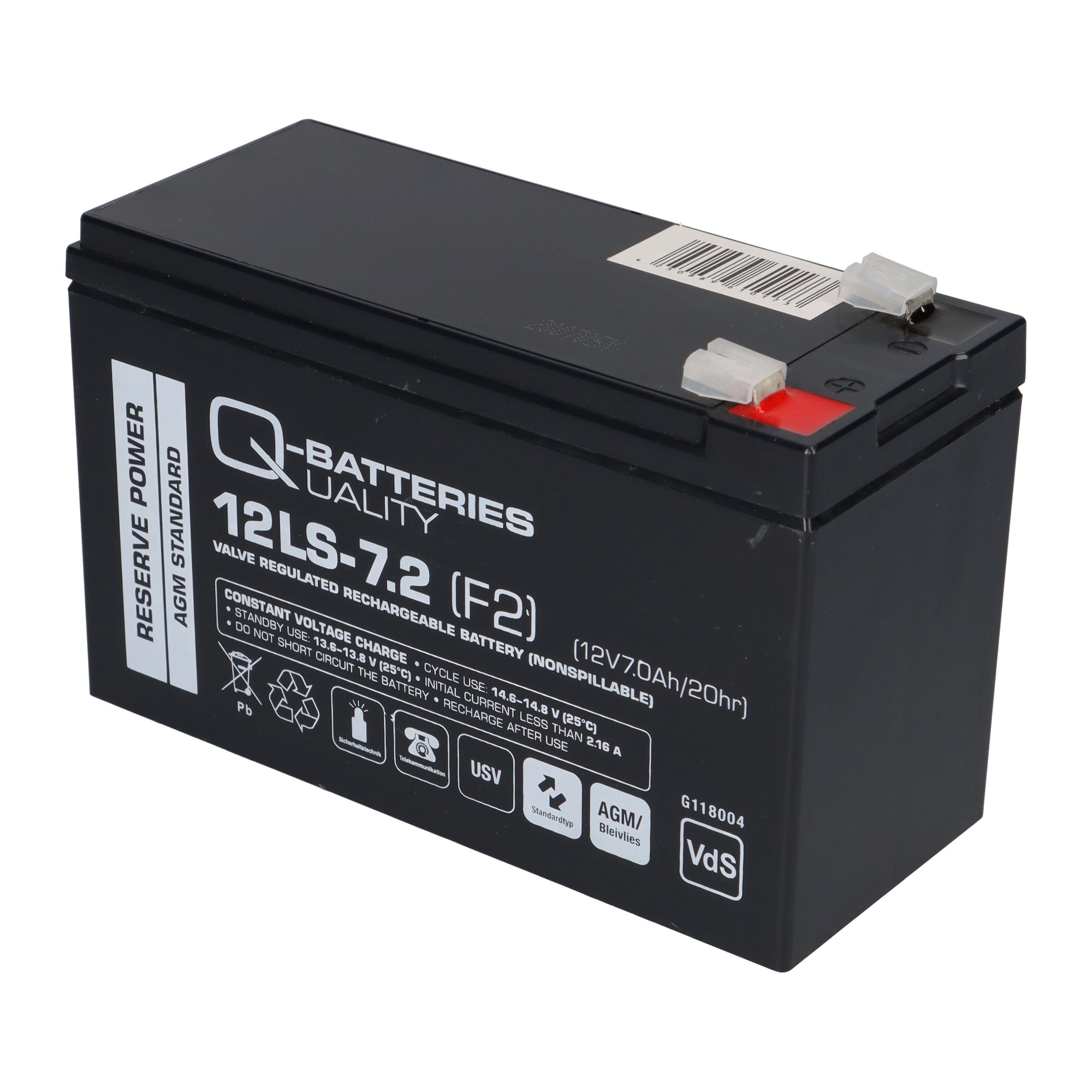 Q-Batteries Q-Batteries 12LS-7.2 F2 VdS 7,2Ah Blei-Vlies-Akku Bleiakkus / 12V VRLA mit AGM