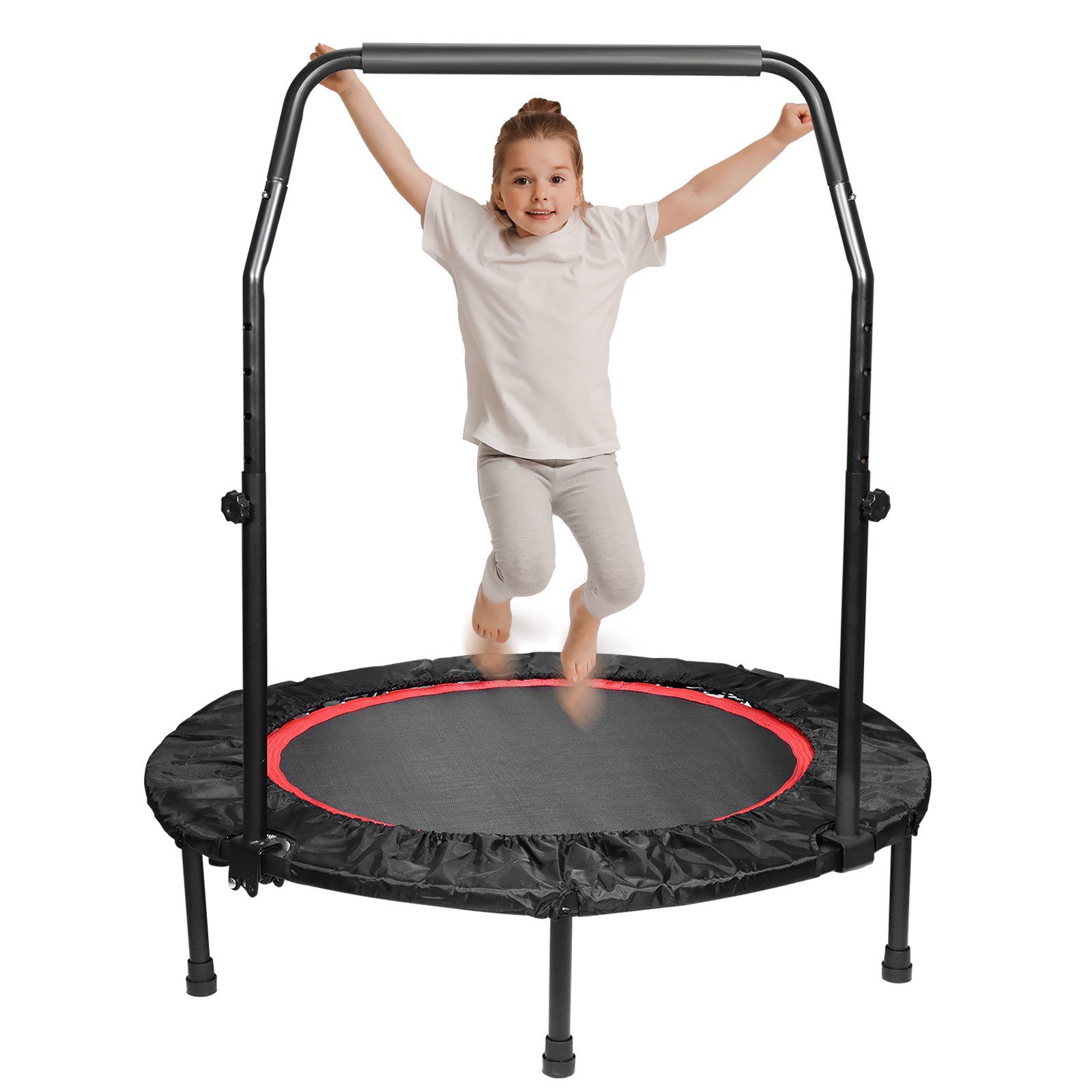 BlingBin Fitnesstrampolin 40 Zoll Faltbares Fitness-Trampolin – Maximale Belastung 300KG, Ø 102 cm, (1er Set, 1 tlg., Größe: ‎40'', Anzahl der Federn: 32), Rebounder mit Verstellbarem Schaumstoffgriff, Fitness, Körperübung