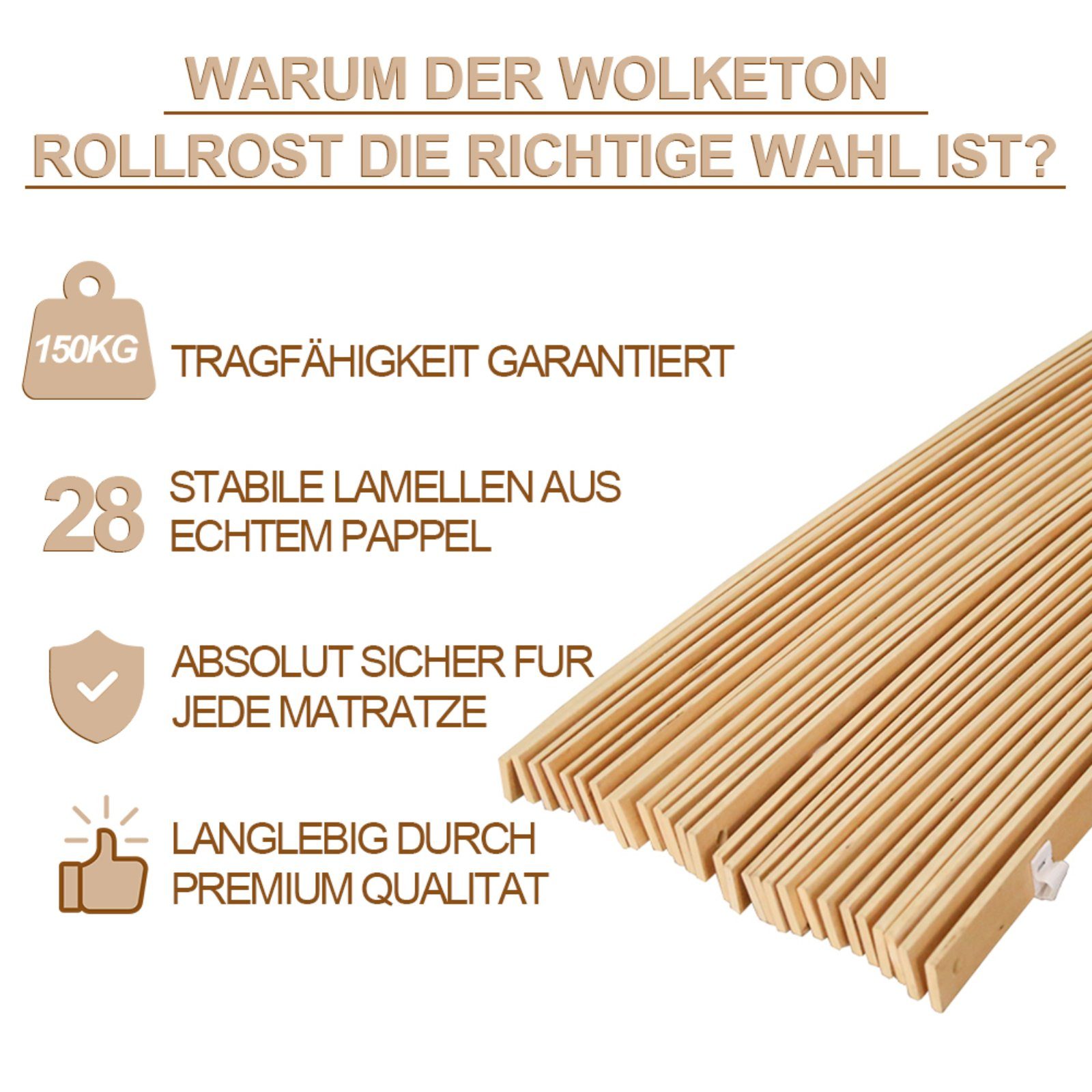 verstellbar,extrem Rollrost Leisten«, 28 »Rollrost,90x200cm, stabil,mit Lospitch nicht