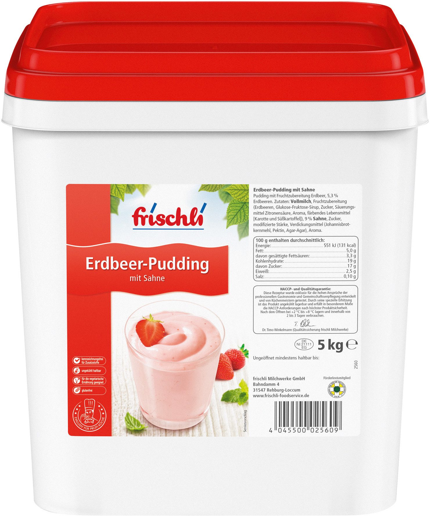 frischli Süßigkeit, Frischli Fruchtpudding Erdbeer eine leckere Dessertcreme 5000g