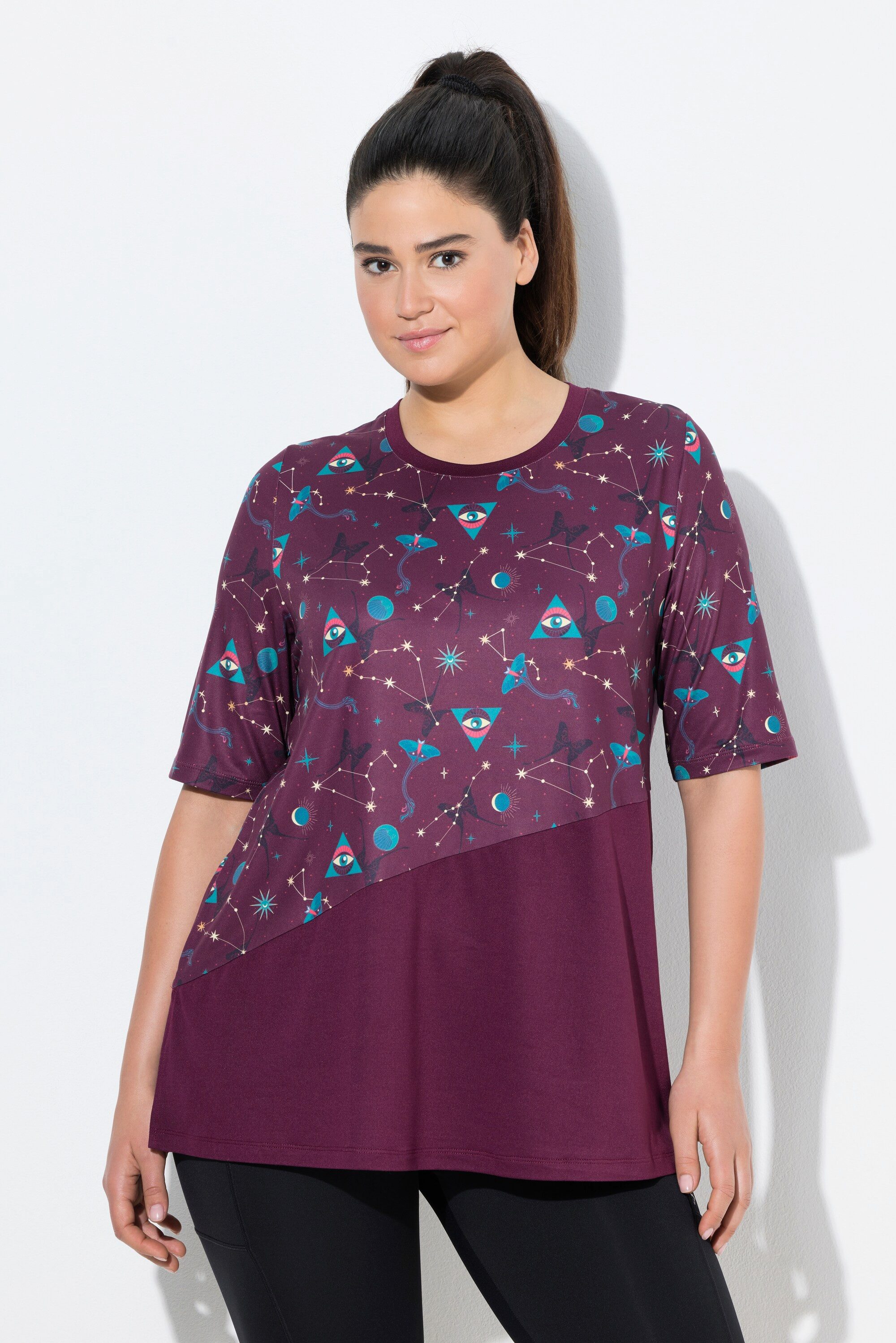 Ulla Popken T-Shirt Funktionsshirt A-Linie Rundhals Halbarm recycelt günstig online kaufen