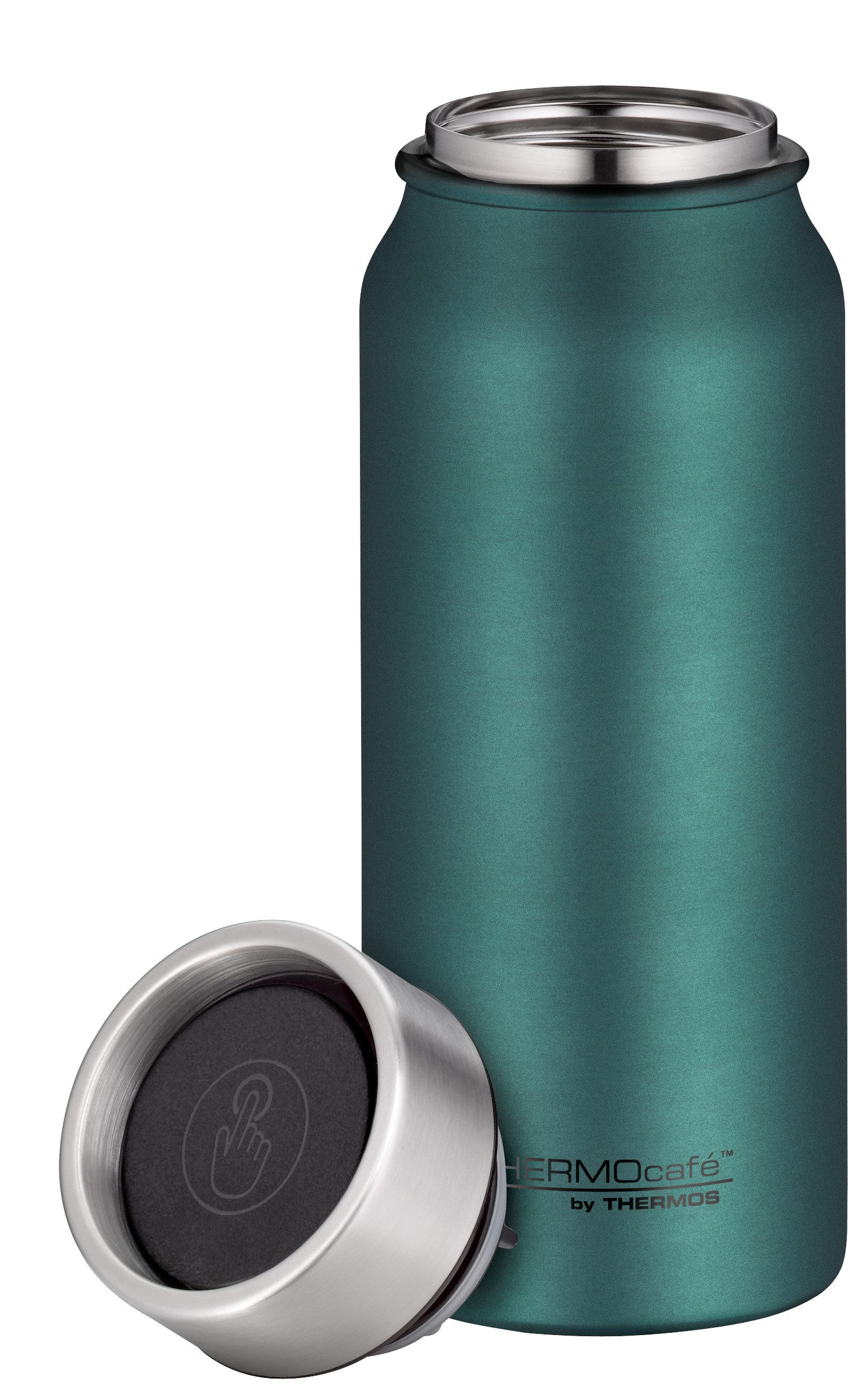 THERMOcafé Thermobecher TC DRINKING MUG, absolut dicht, spülmaschinenfest, 1-tlg., Edelstahl, Kunststoff, Silikon, 0,5l, 9h heiß & 20h kalt, zerlegbares Push Button Lid