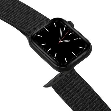 CoolGadget Smartwatch-Armband für Apple Watch Serie 8 mit 45mm Gehäuse, Stoff Uhren Nylon Band Ersatz mit Klettverschluss