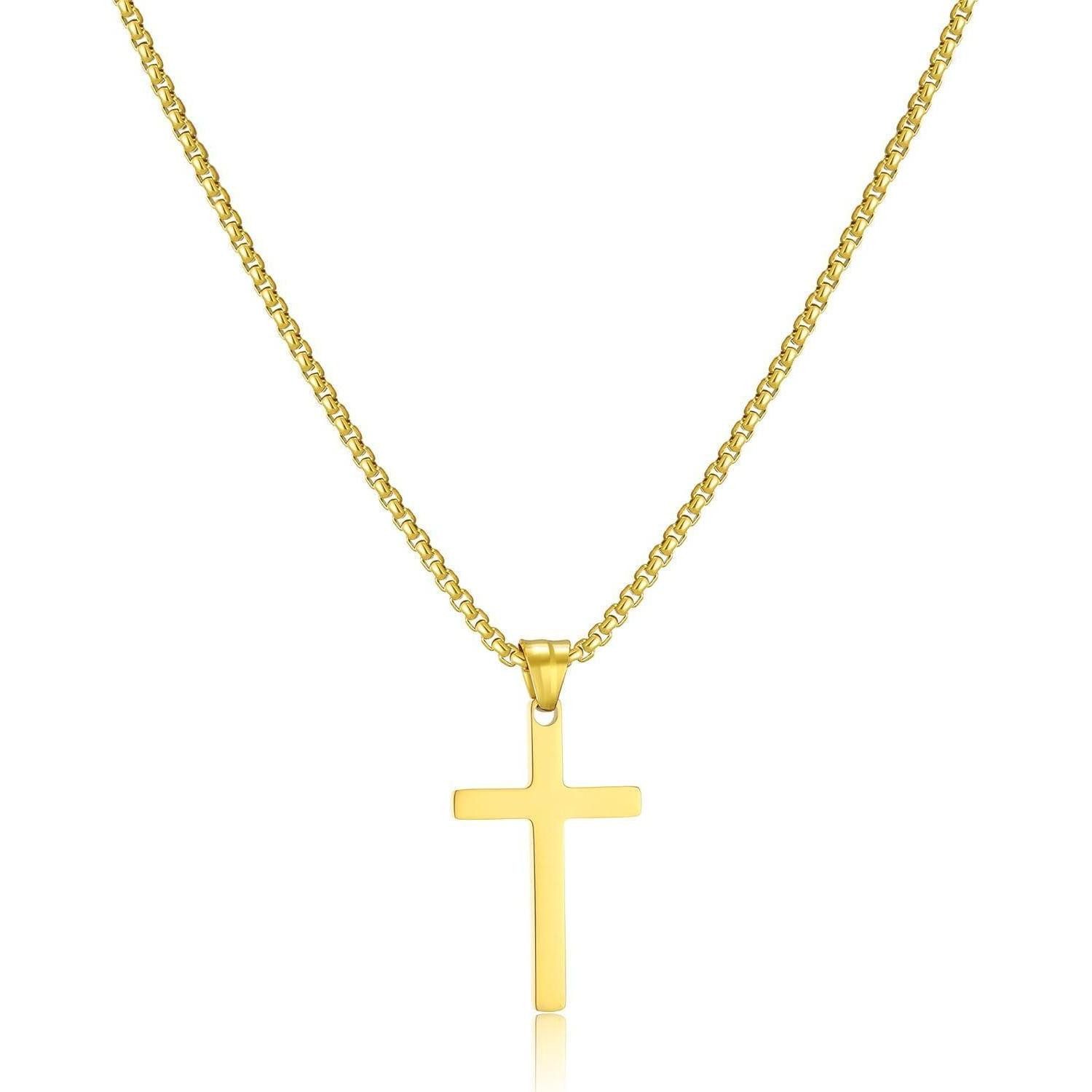 Kreuzkette Kreuz Kette Herren Gold/Silber Edelstahl mit Anhänger 18/20/22/24 Zoll