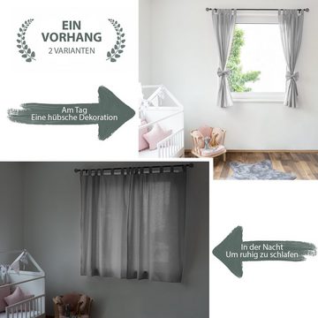 Vorhang »JANA«, Alcube, Vorhänge Kurz 2er-Set für Kinderzimmer Wohnzimmer Schlafzimmer Dekor Schlaufenschal (2 Stück) aus Baumwolle mit niedlicher Schleife