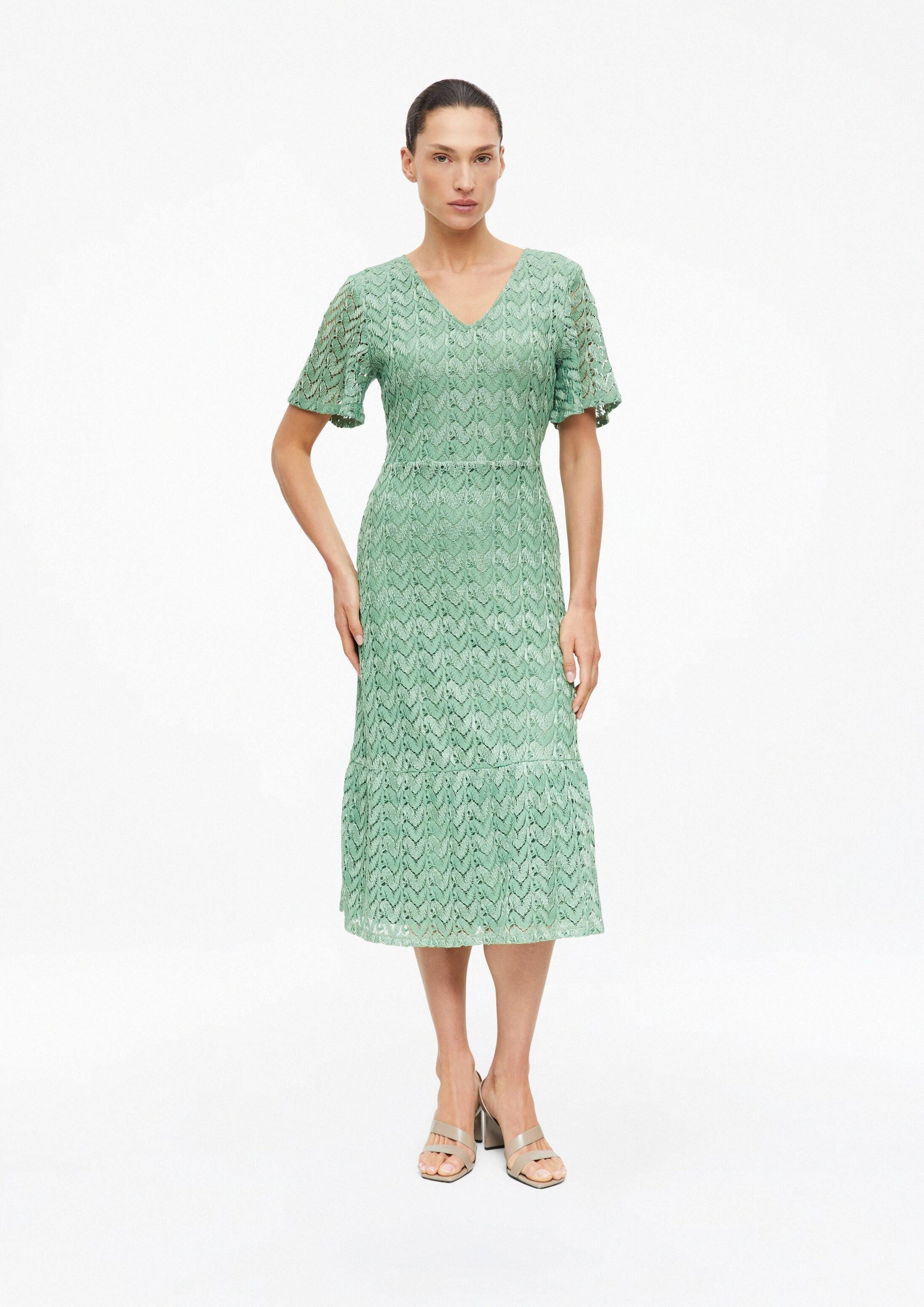 s.Oliver Midikleid Kleid Midi-Kleid mit Glitzergarn und Ajourmuster