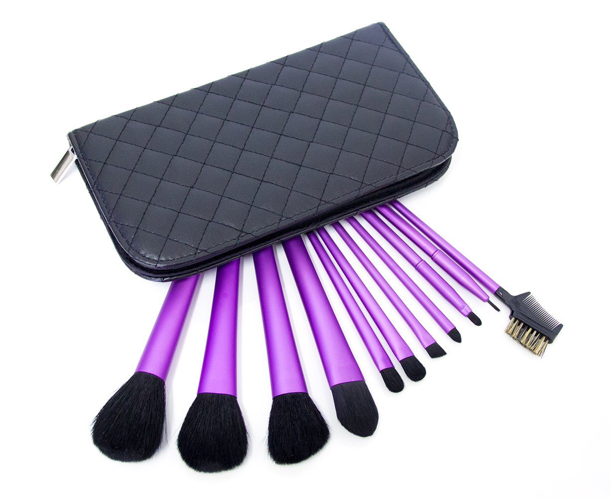 MyBeautyworld24 Kosmetikpinsel-Set 11-tlg Kosmetik MAKEUP Pinsel Set Pinselset inkl. Etui in schwarz